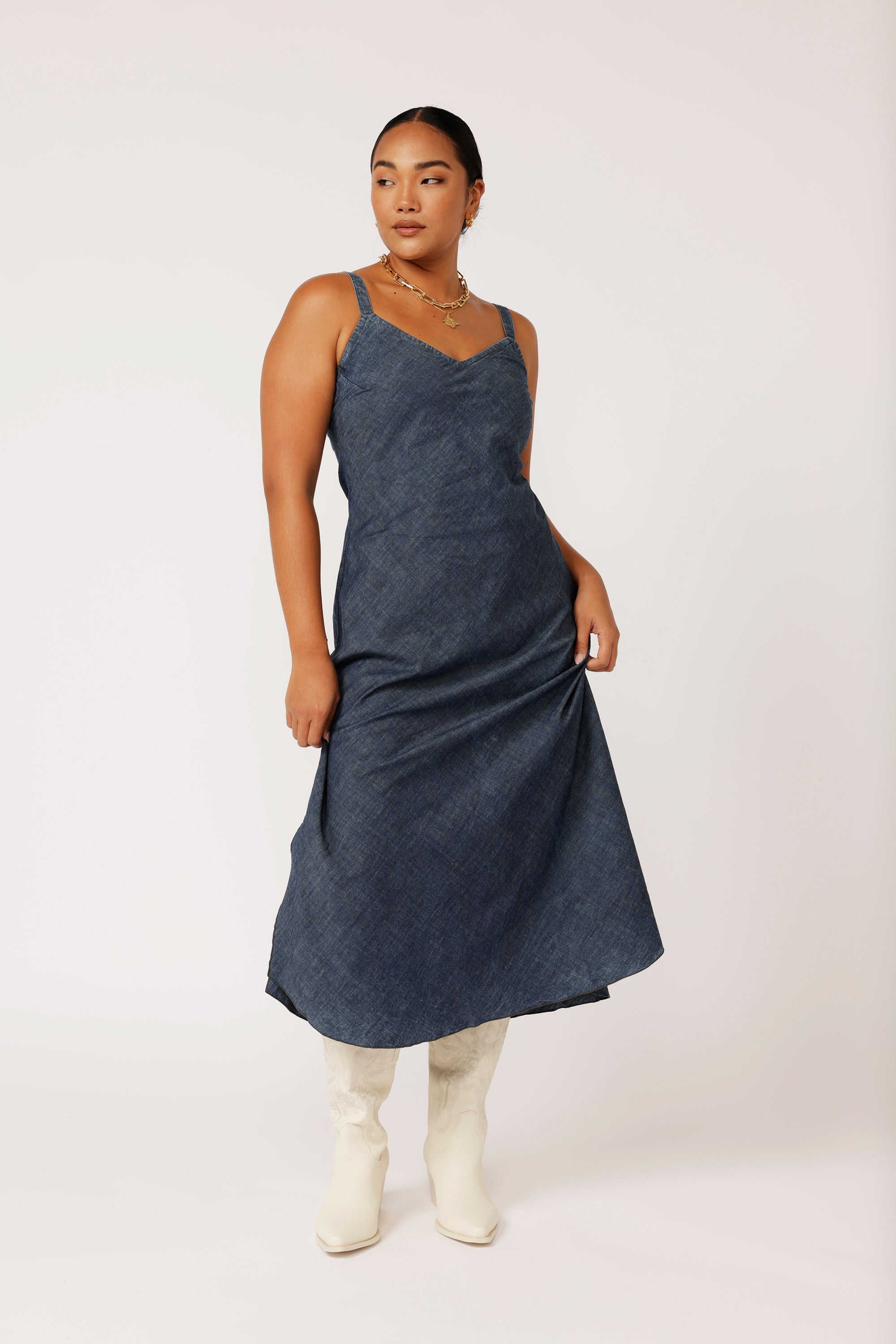 Slip Dress MAXI | Dark Chambray - Saffron Road