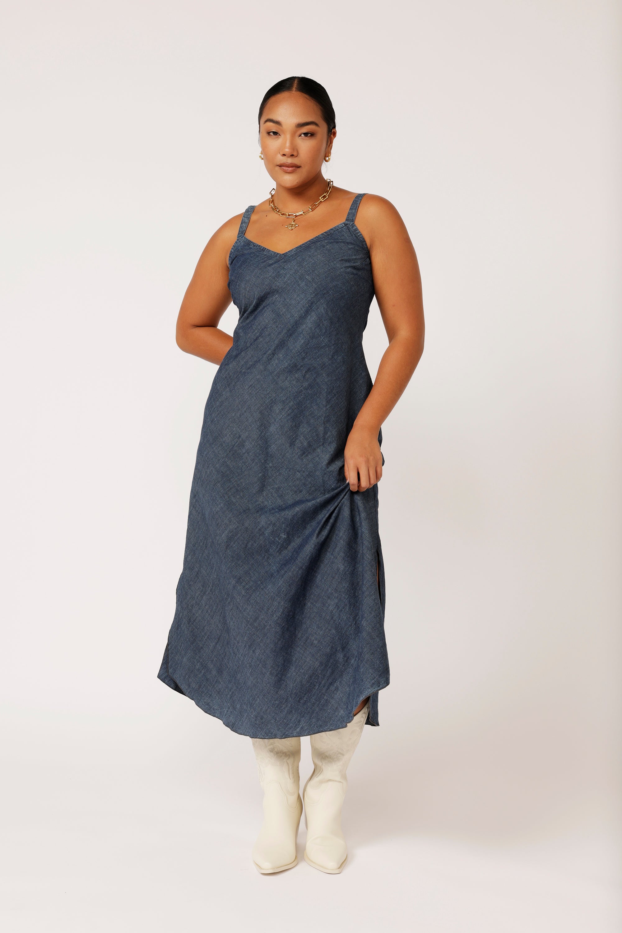Slip Dress MAXI | Dark Chambray - Saffron Road