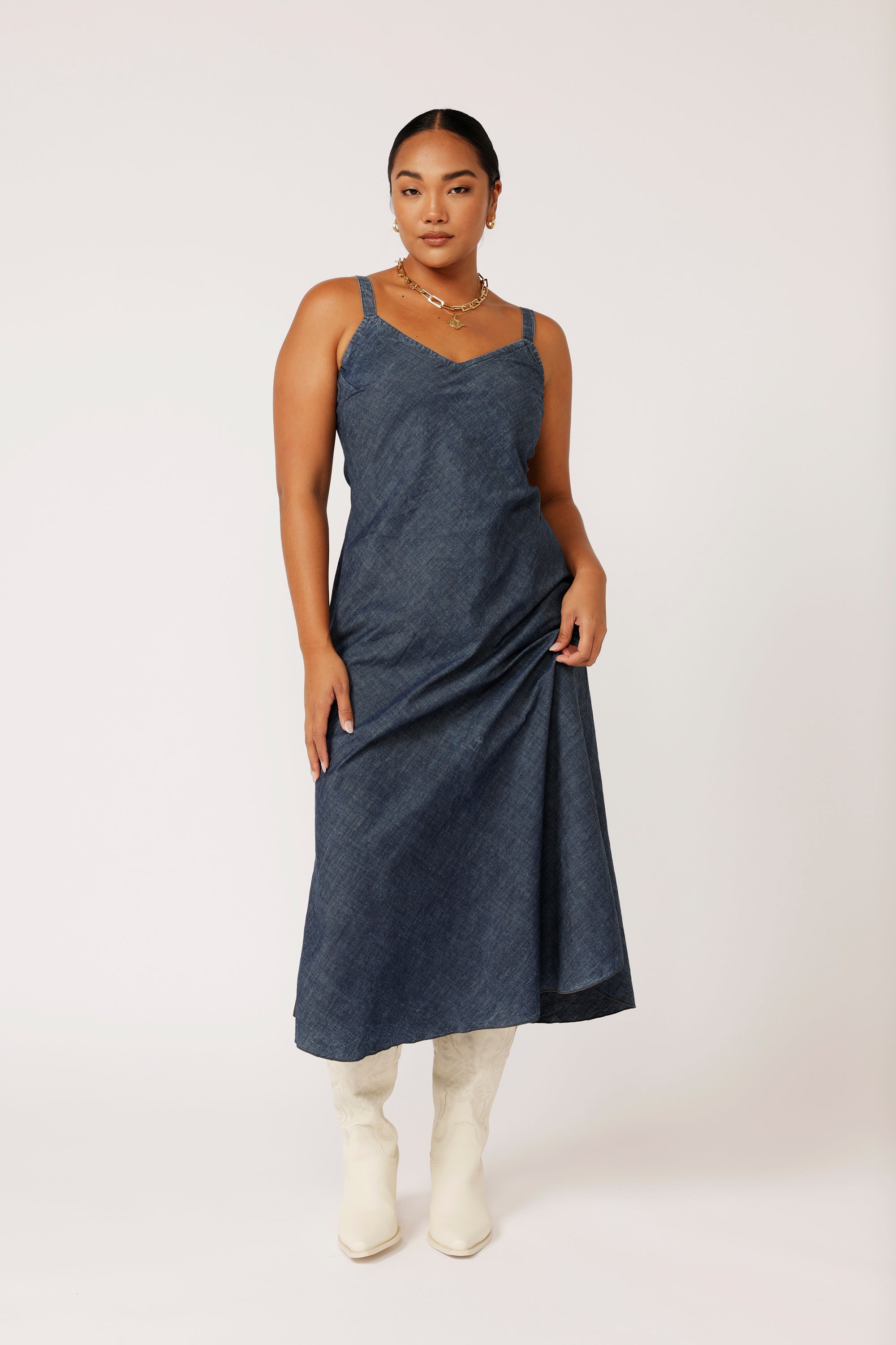 Slip Dress MAXI | Dark Chambray - Saffron Road