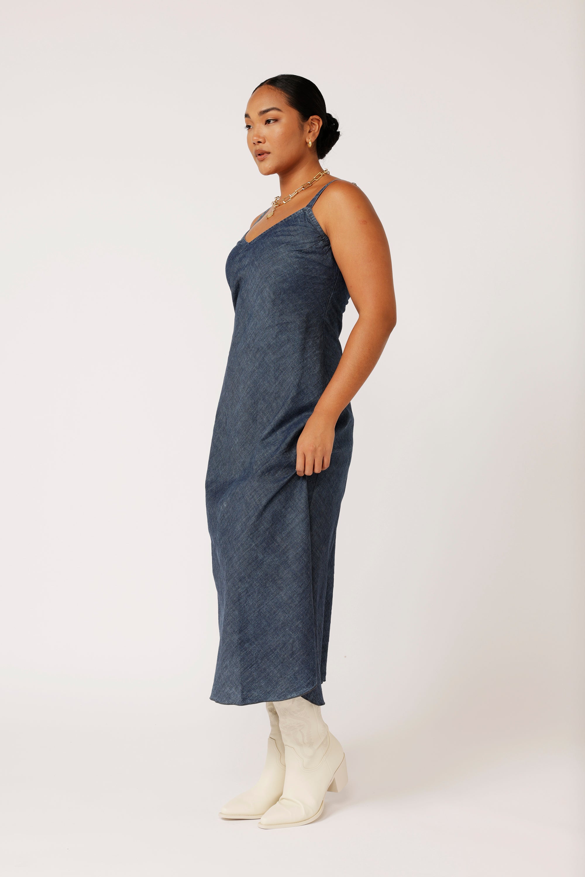 Slip Dress MAXI | Dark Chambray - Saffron Road