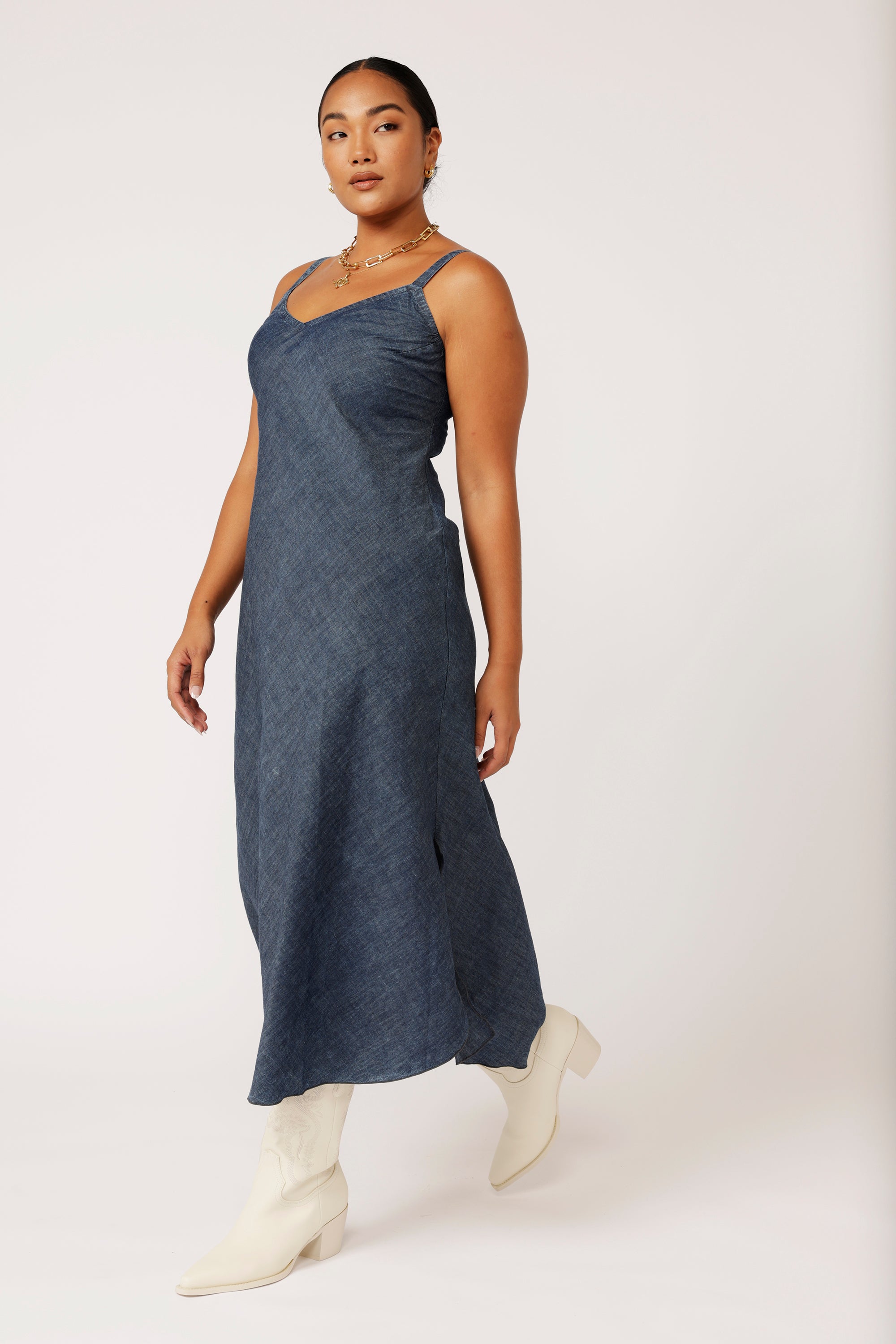 Slip Dress MAXI | Dark Chambray - Saffron Road
