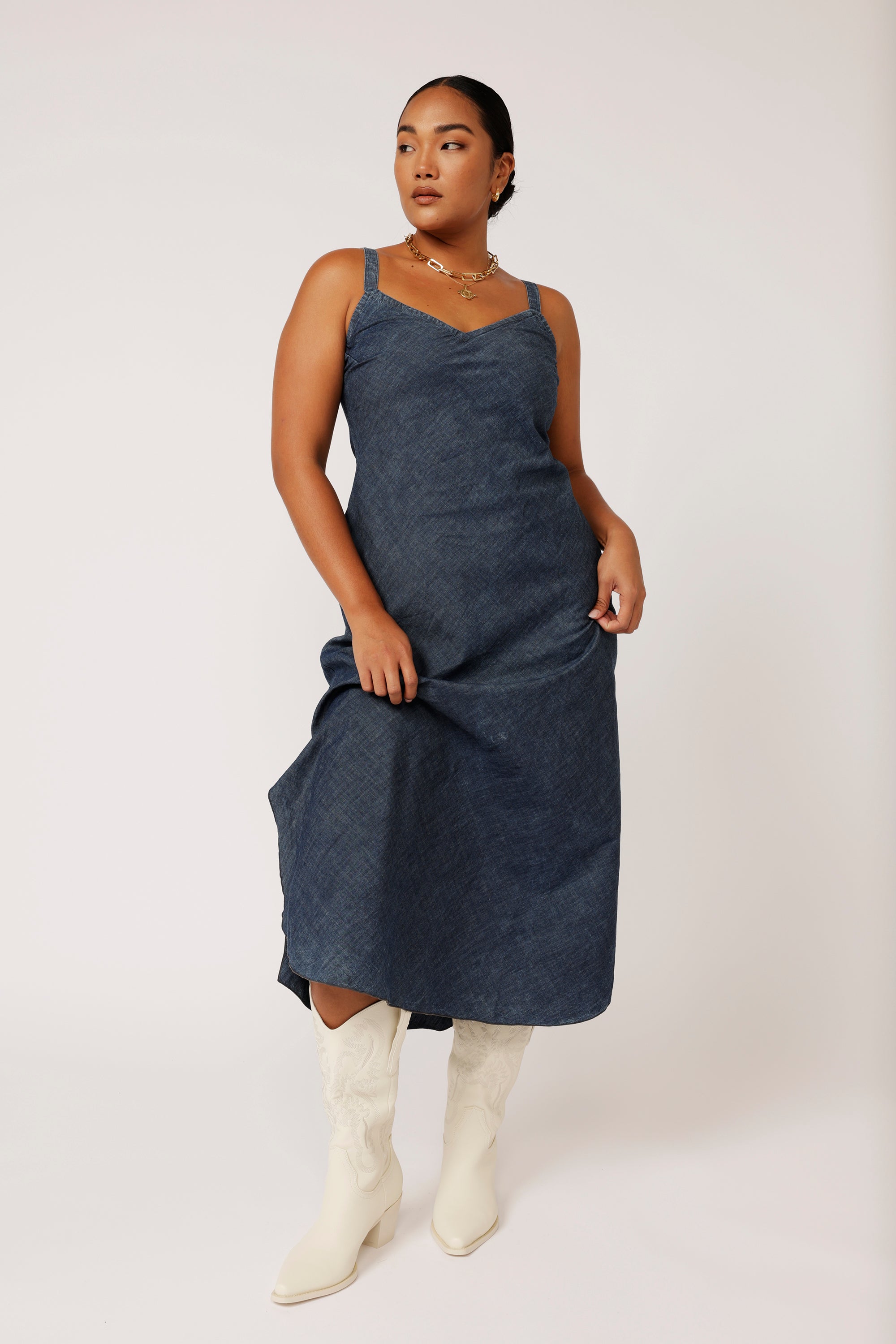 Slip Dress MAXI | Dark Chambray - Saffron Road