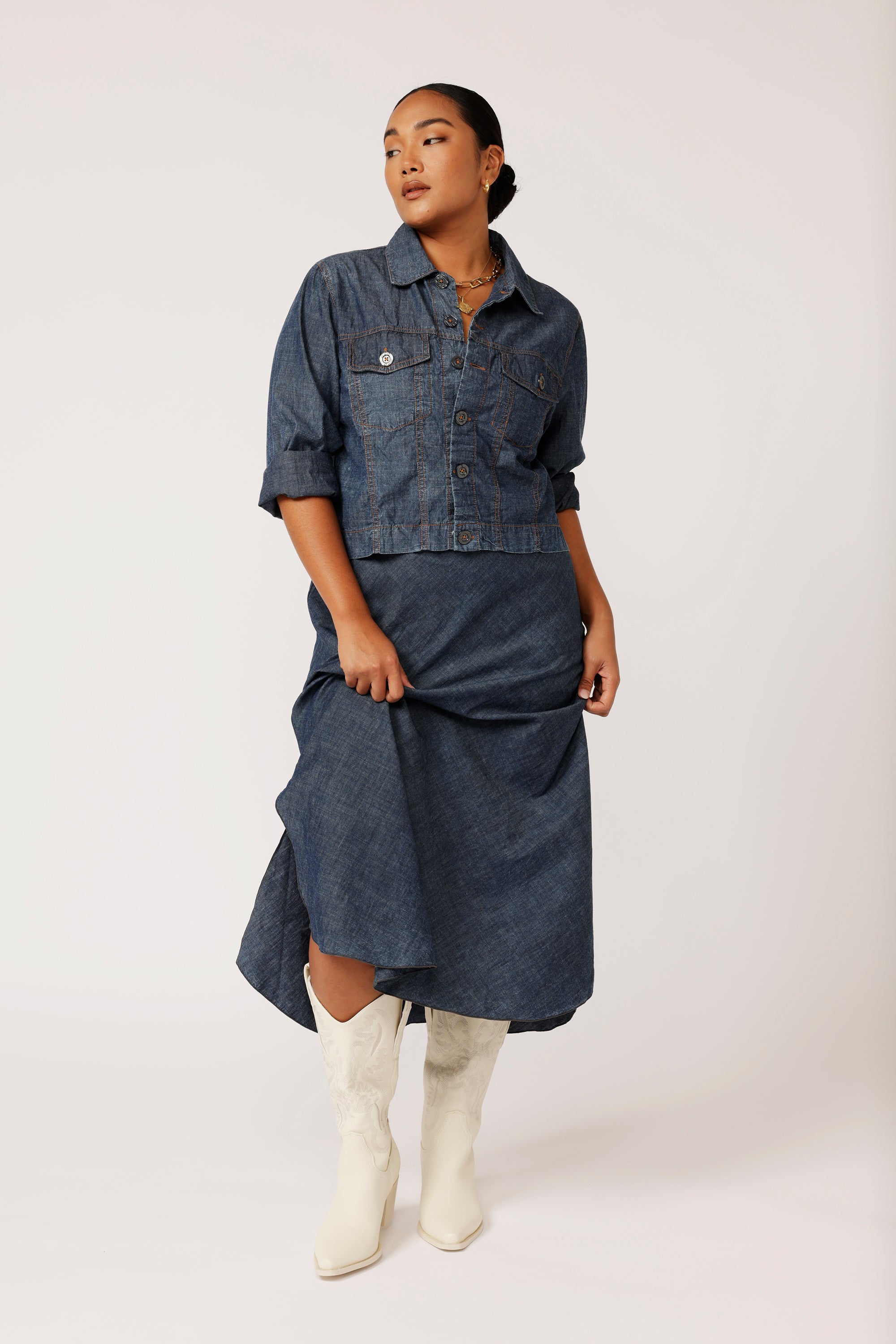 Slip Dress MAXI | Dark Chambray - Saffron Road