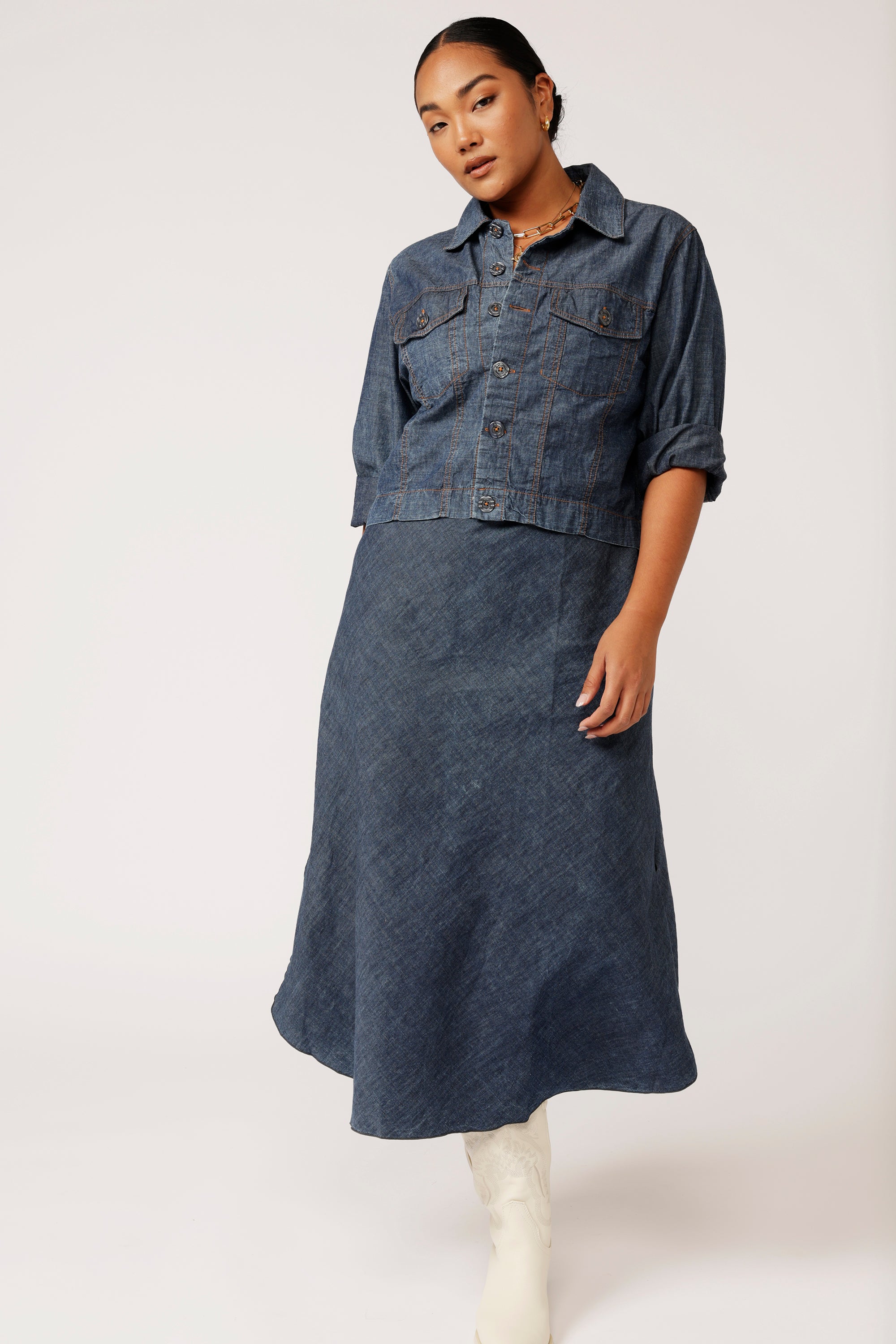Slip Dress MAXI | Dark Chambray - Saffron Road