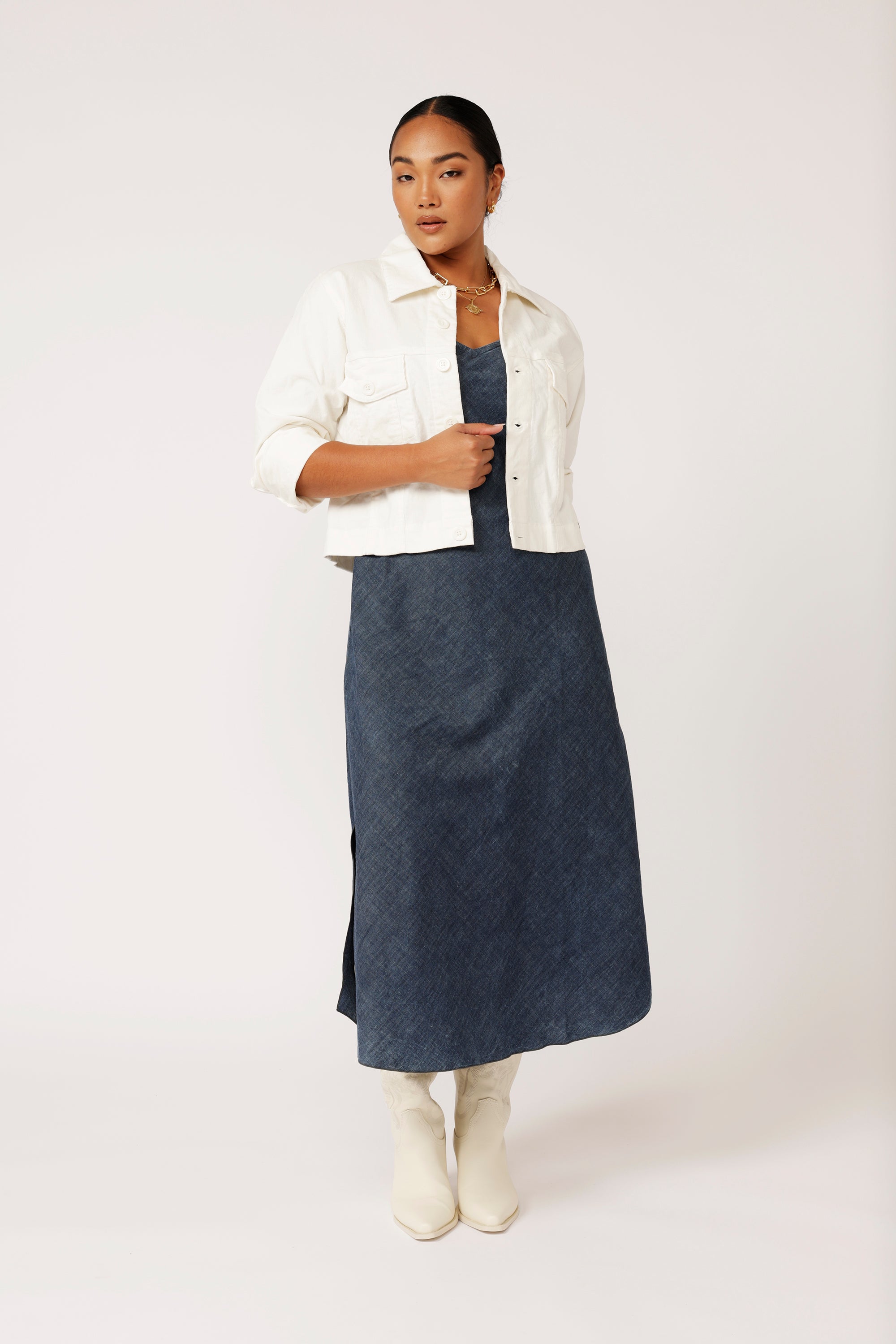 Slip Dress MAXI | Dark Chambray - Saffron Road