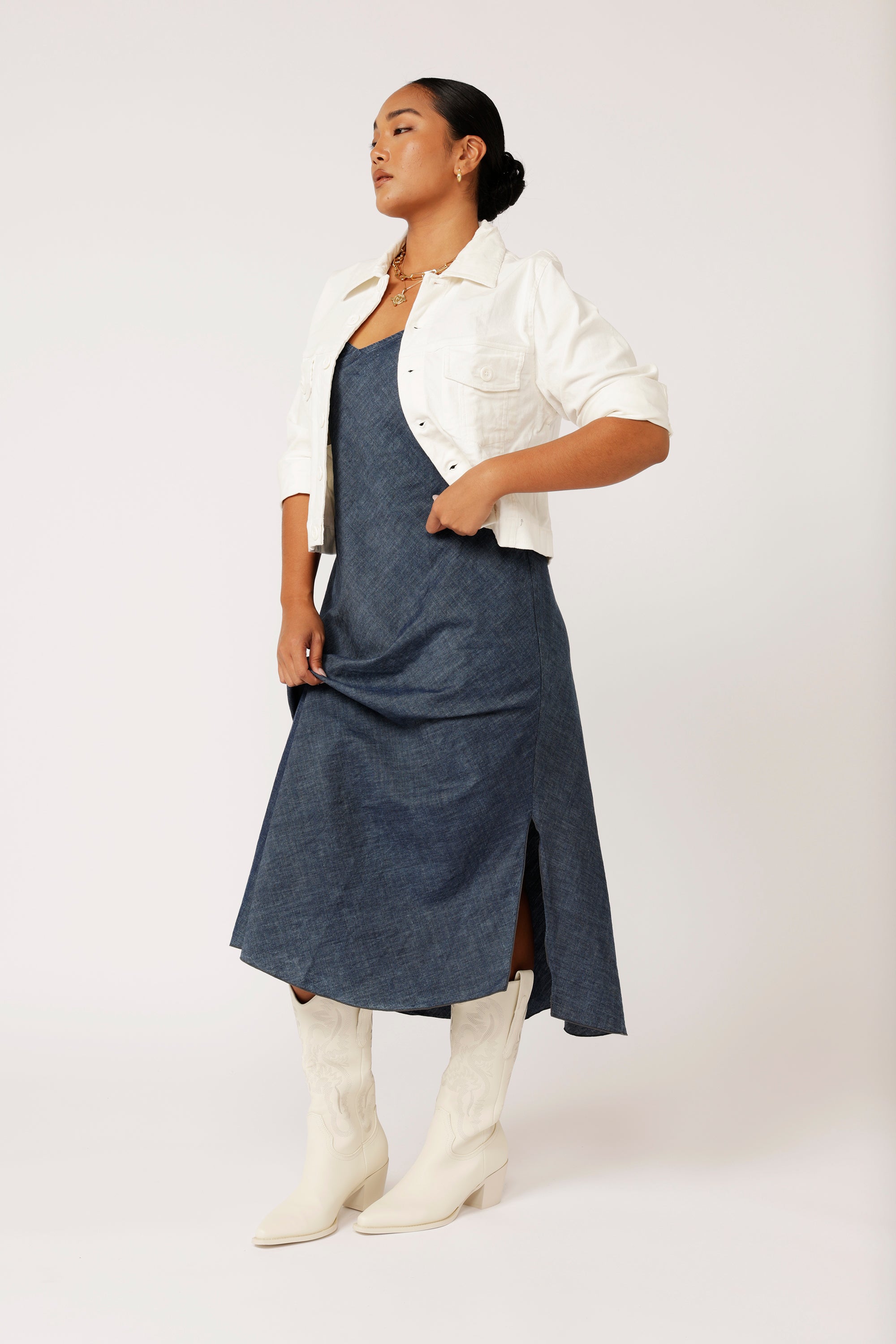 Slip Dress MAXI | Dark Chambray - Saffron Road