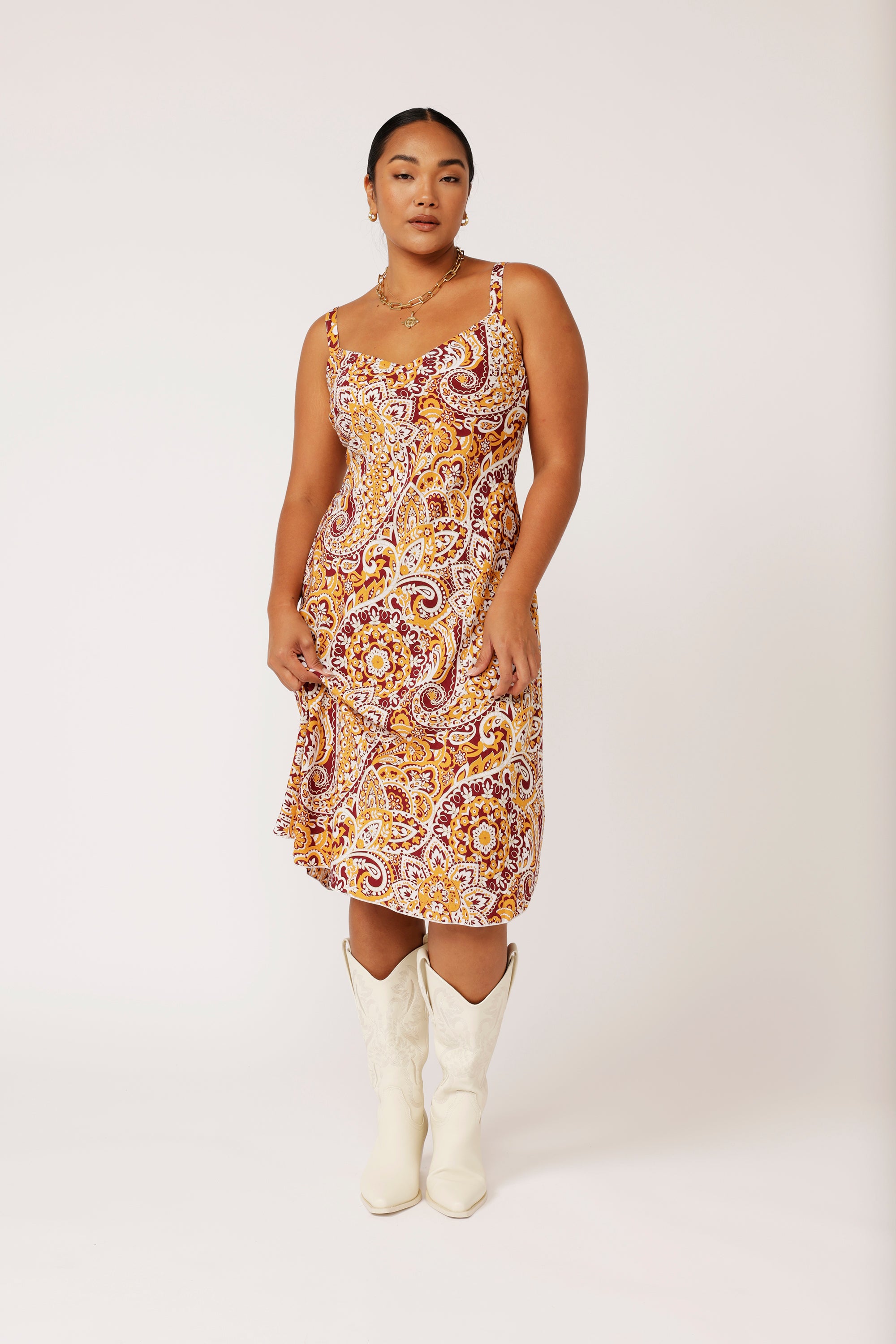 Slip Dress MIDI | Autumn Paisley - Saffron Road
