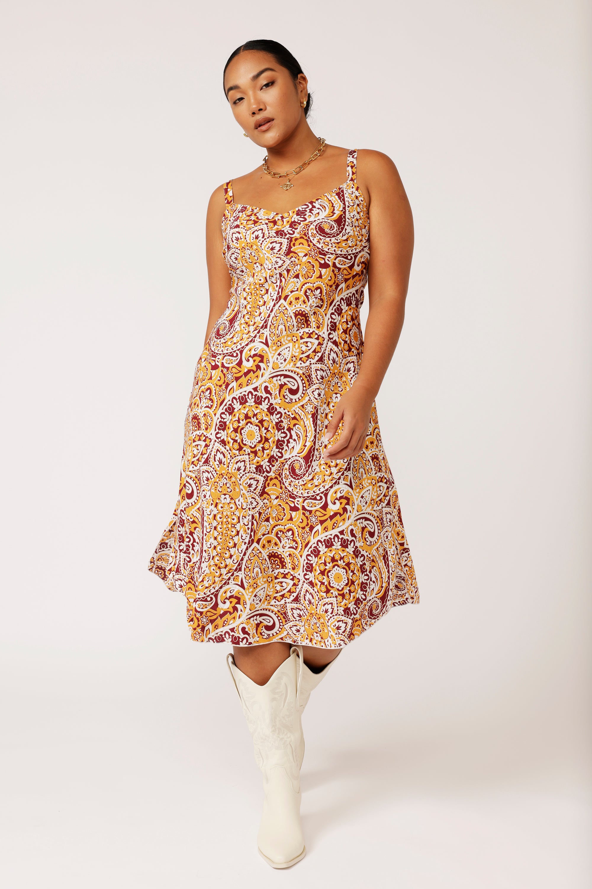 Slip Dress MIDI | Autumn Paisley - Saffron Road