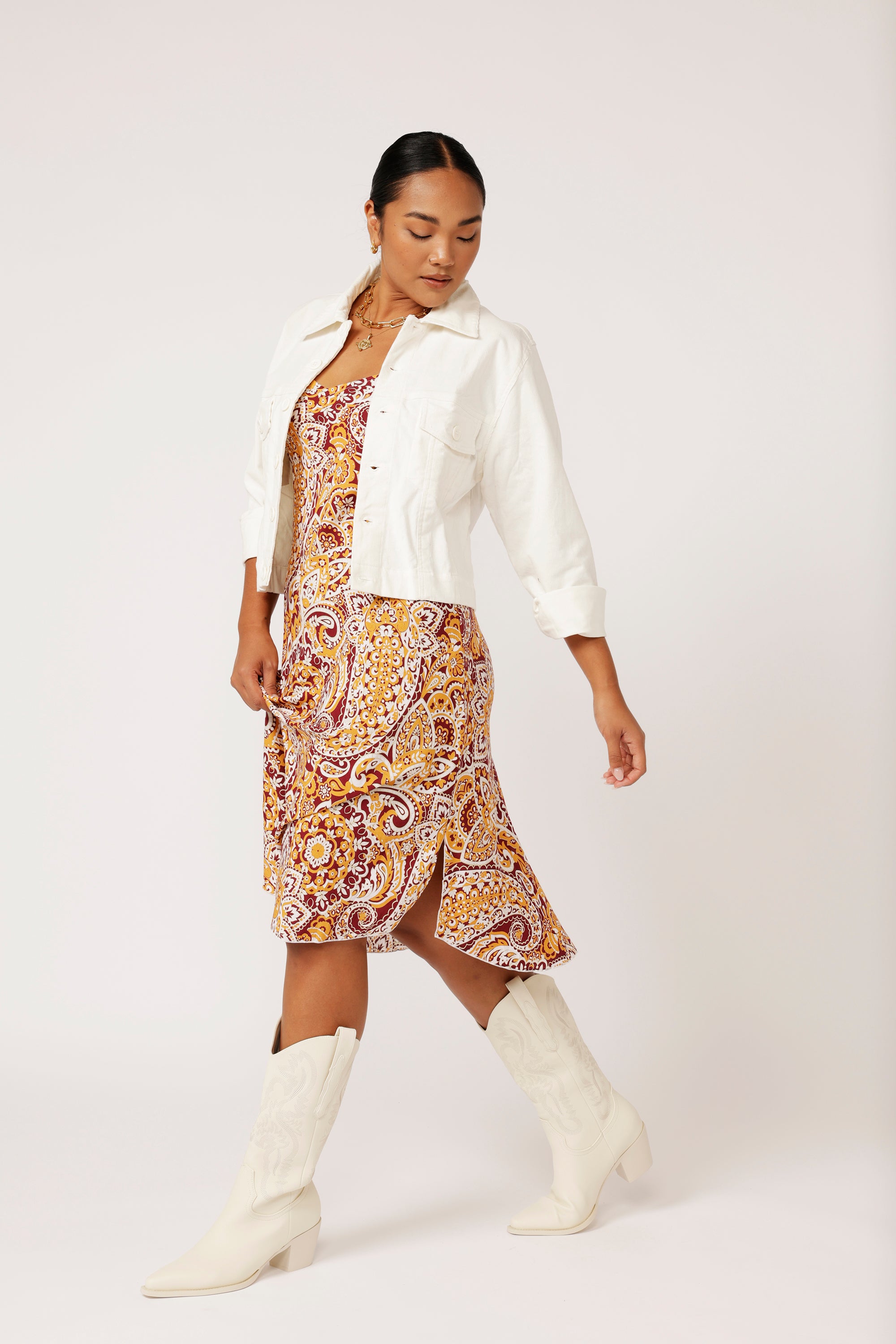 Slip Dress MIDI | Autumn Paisley - Saffron Road