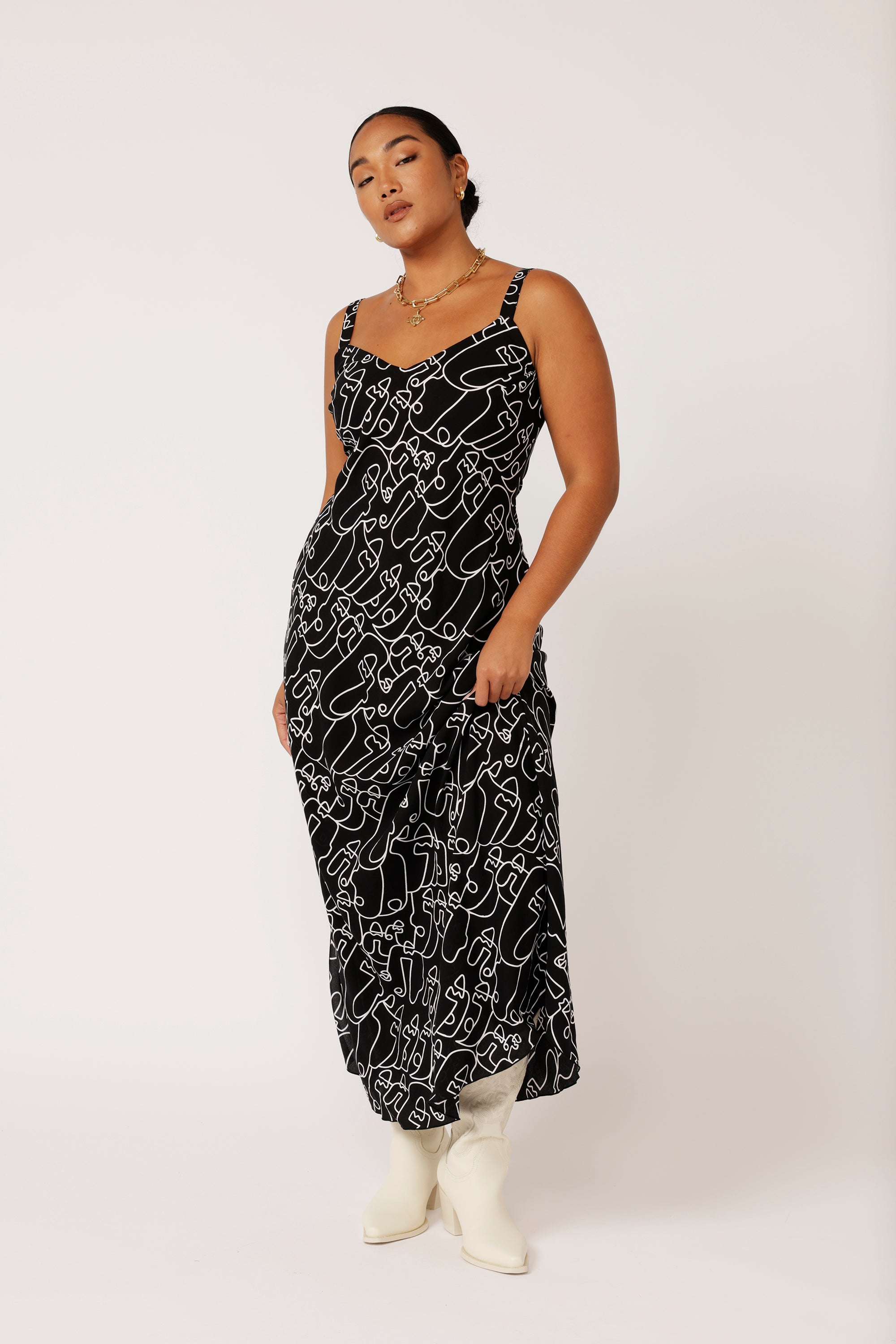 Slip Dress MAXI | Black Portrait - Saffron Road