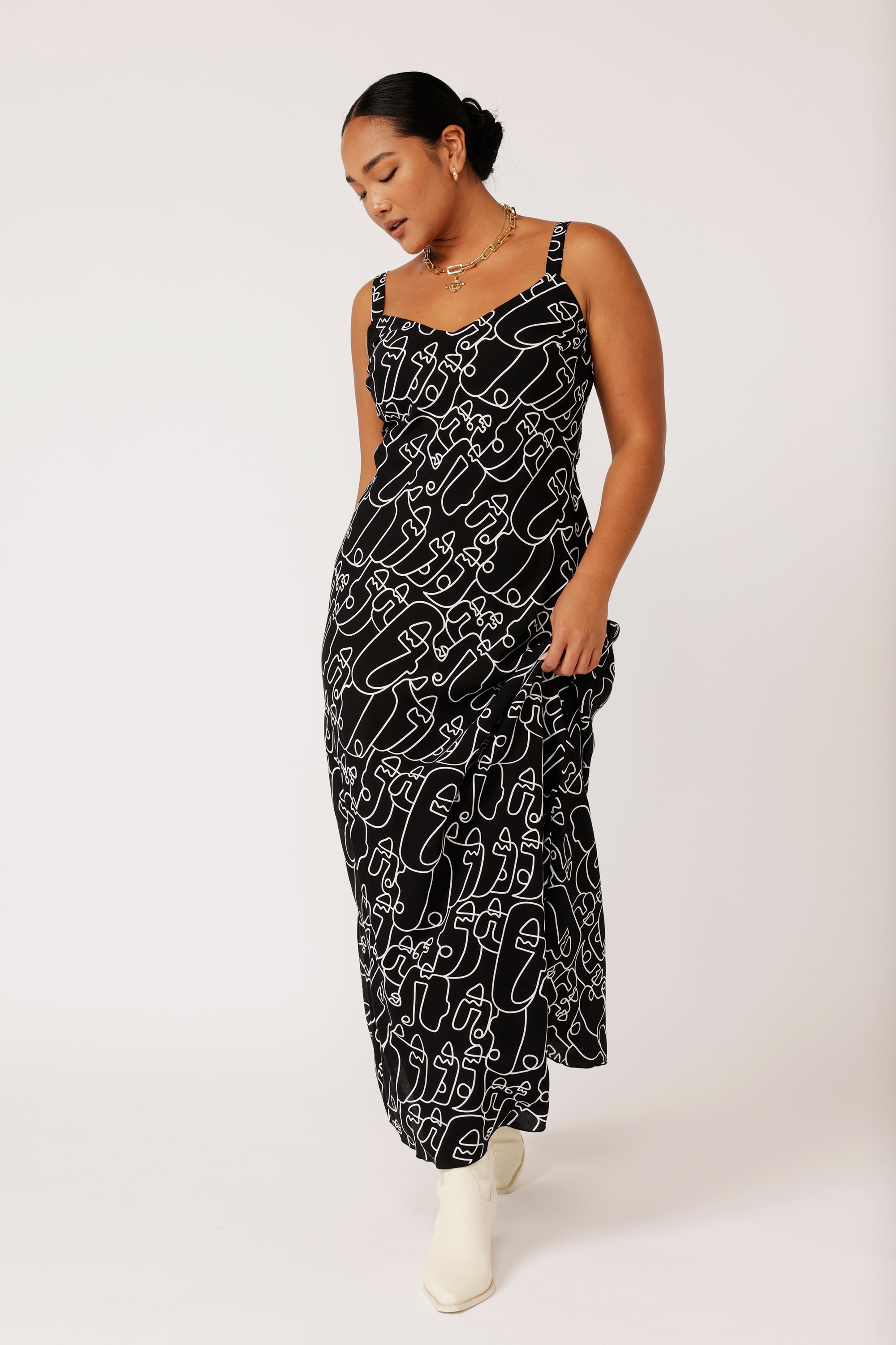 Slip Dress MAXI | Black Portrait - Saffron Road