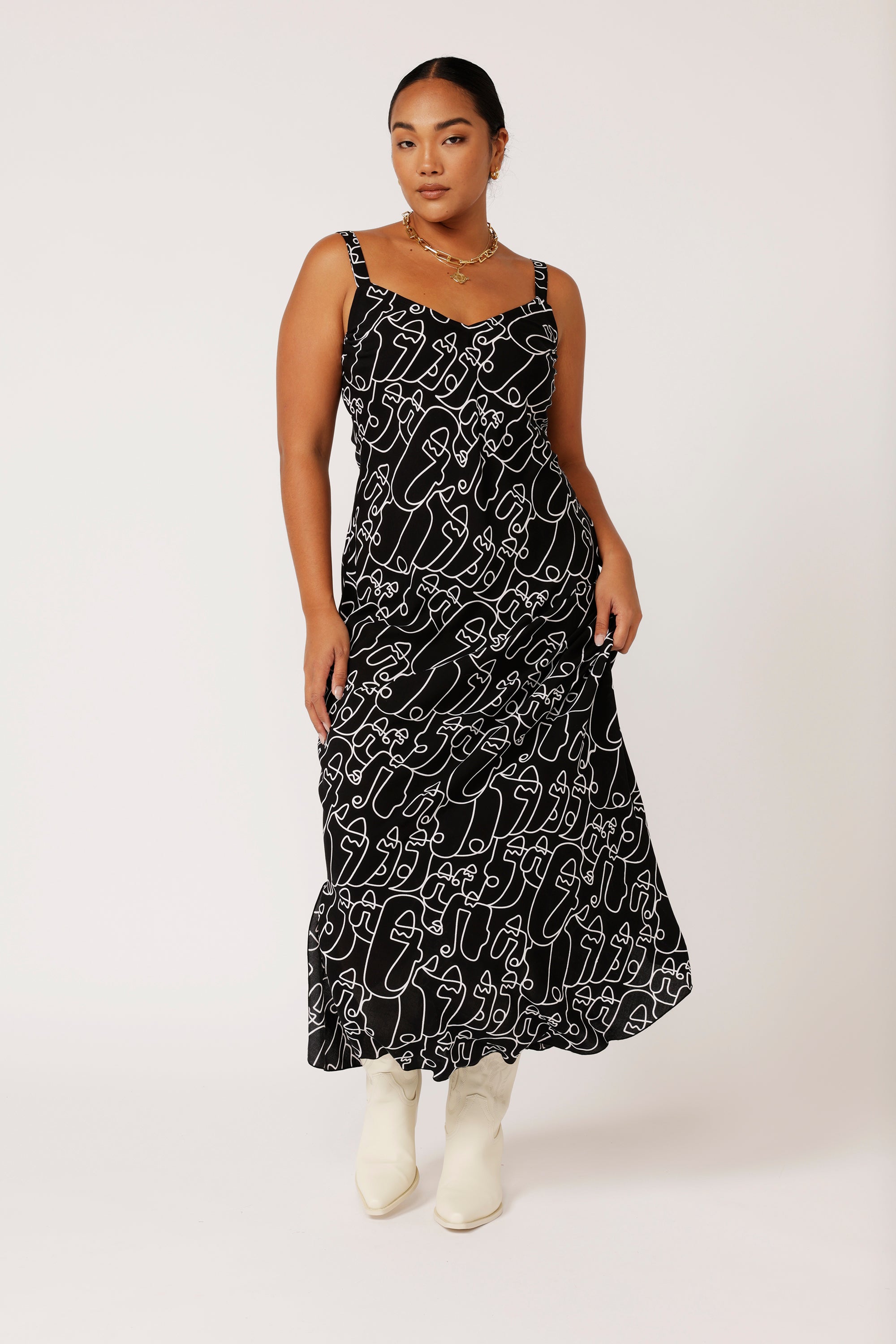 Slip Dress MAXI | Black Portrait - Saffron Road