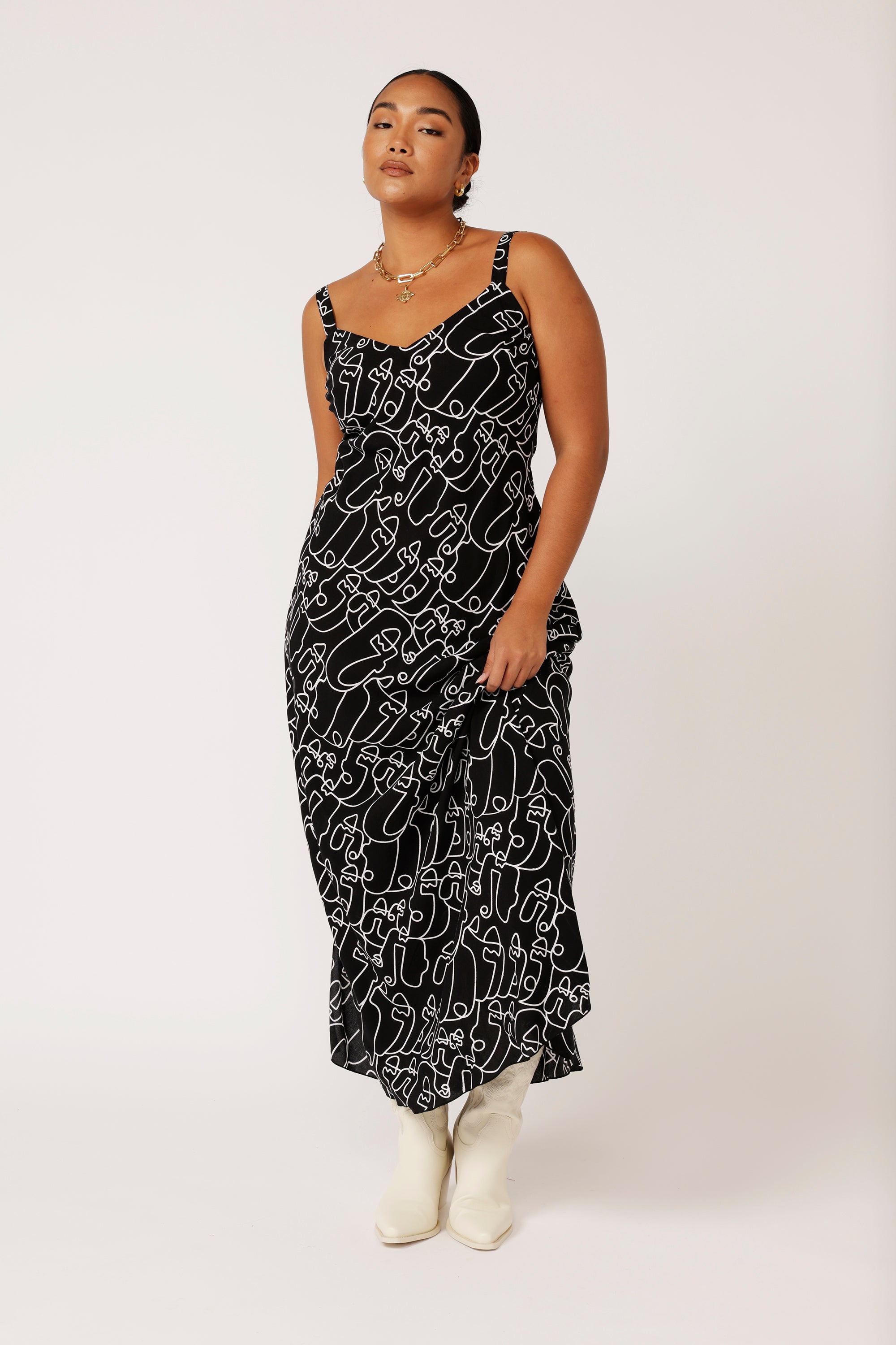 Slip Dress MAXI | Black Portrait - Saffron Road