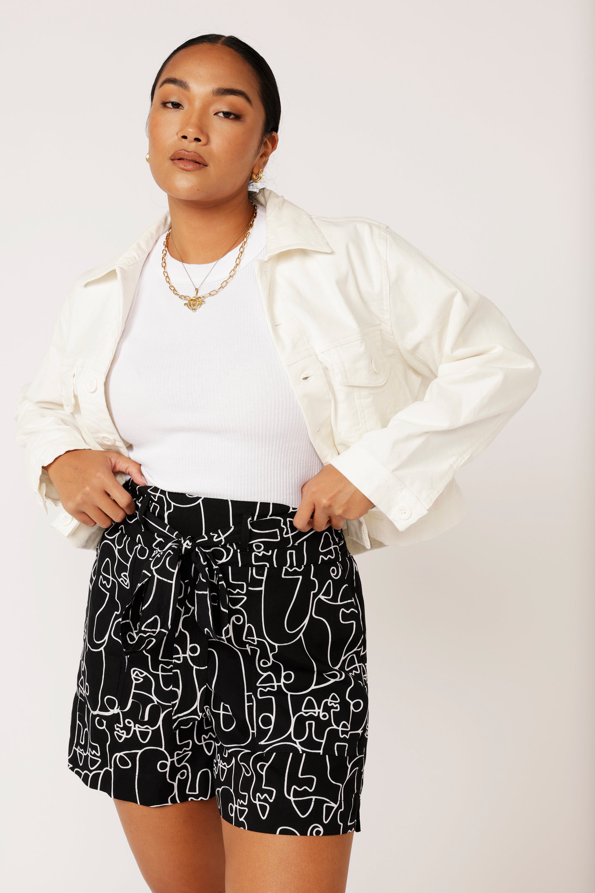 High Waisted Shorts | Black Portrait - Saffron Road