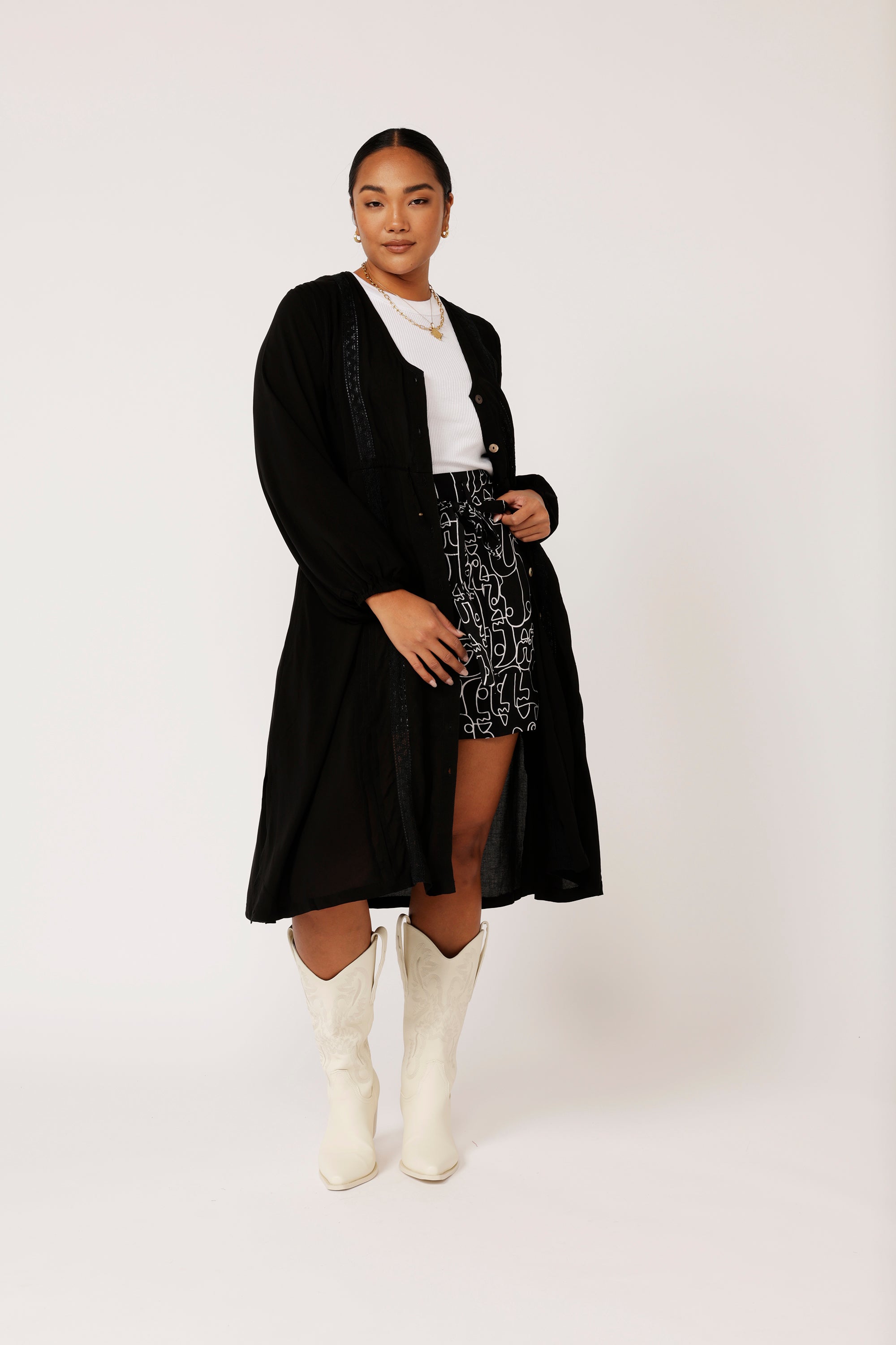 Duster Dress | Midi | Black - Saffron Road