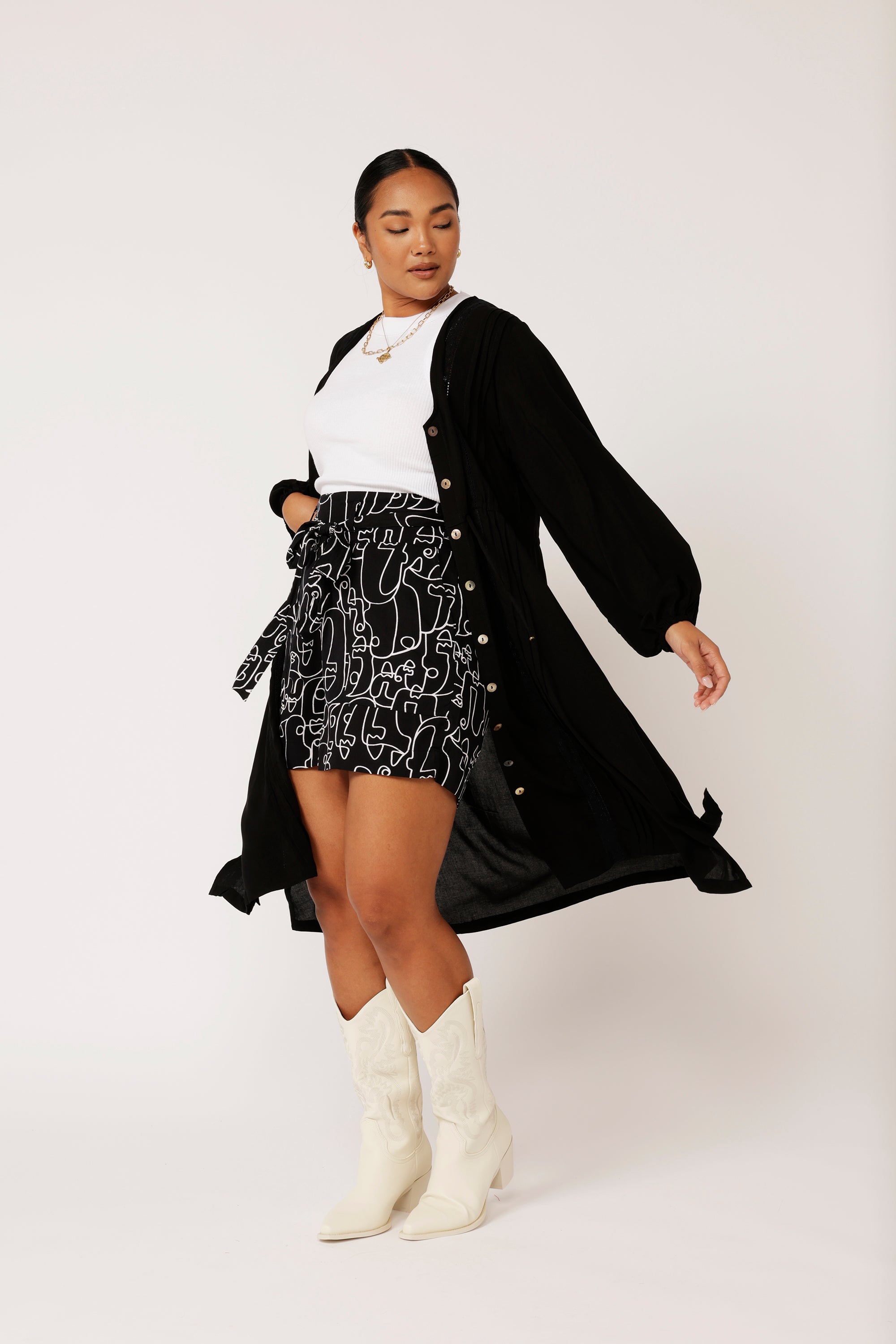 Duster Dress | Midi | Black - Saffron Road