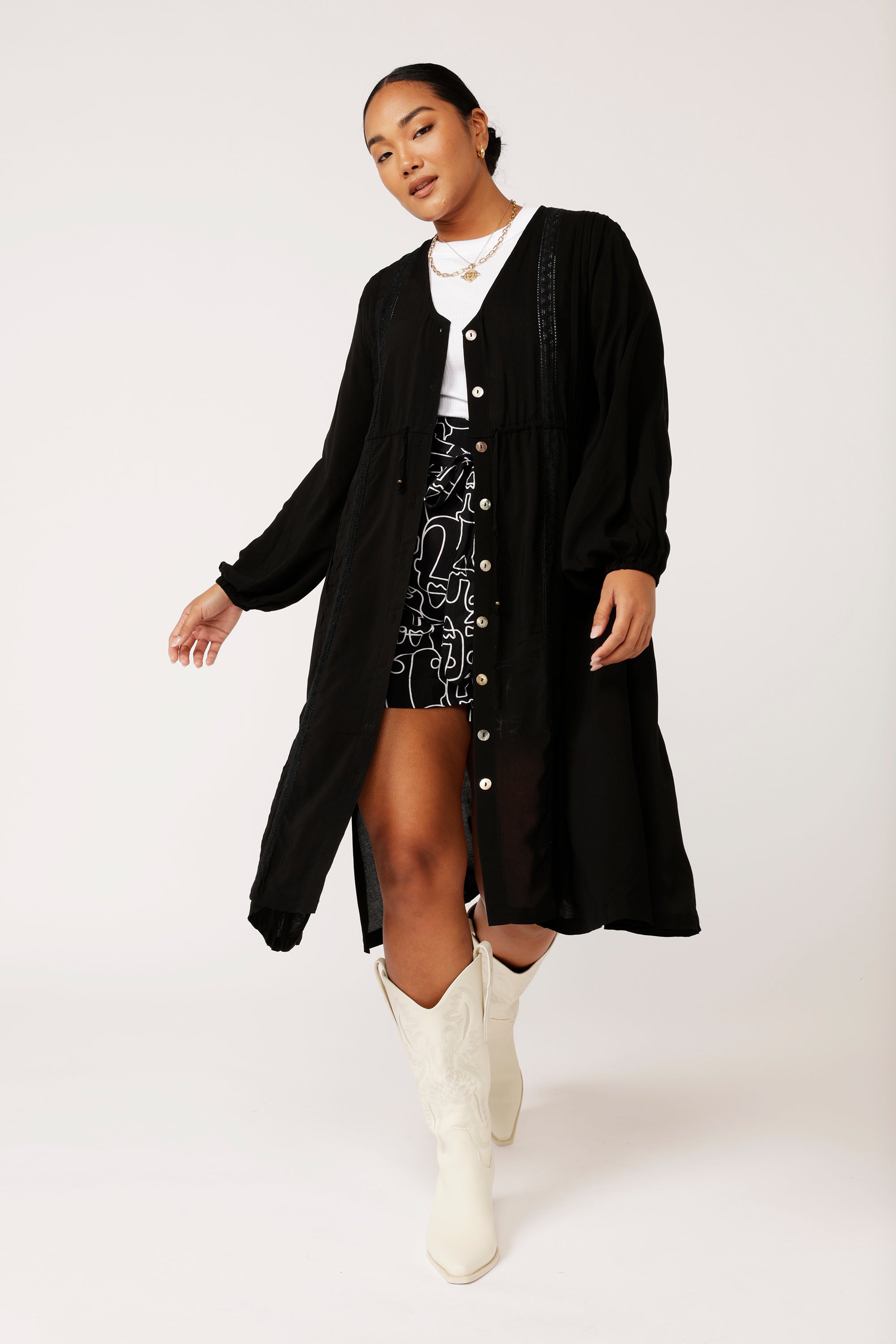 Duster Dress | Midi | Black - Saffron Road
