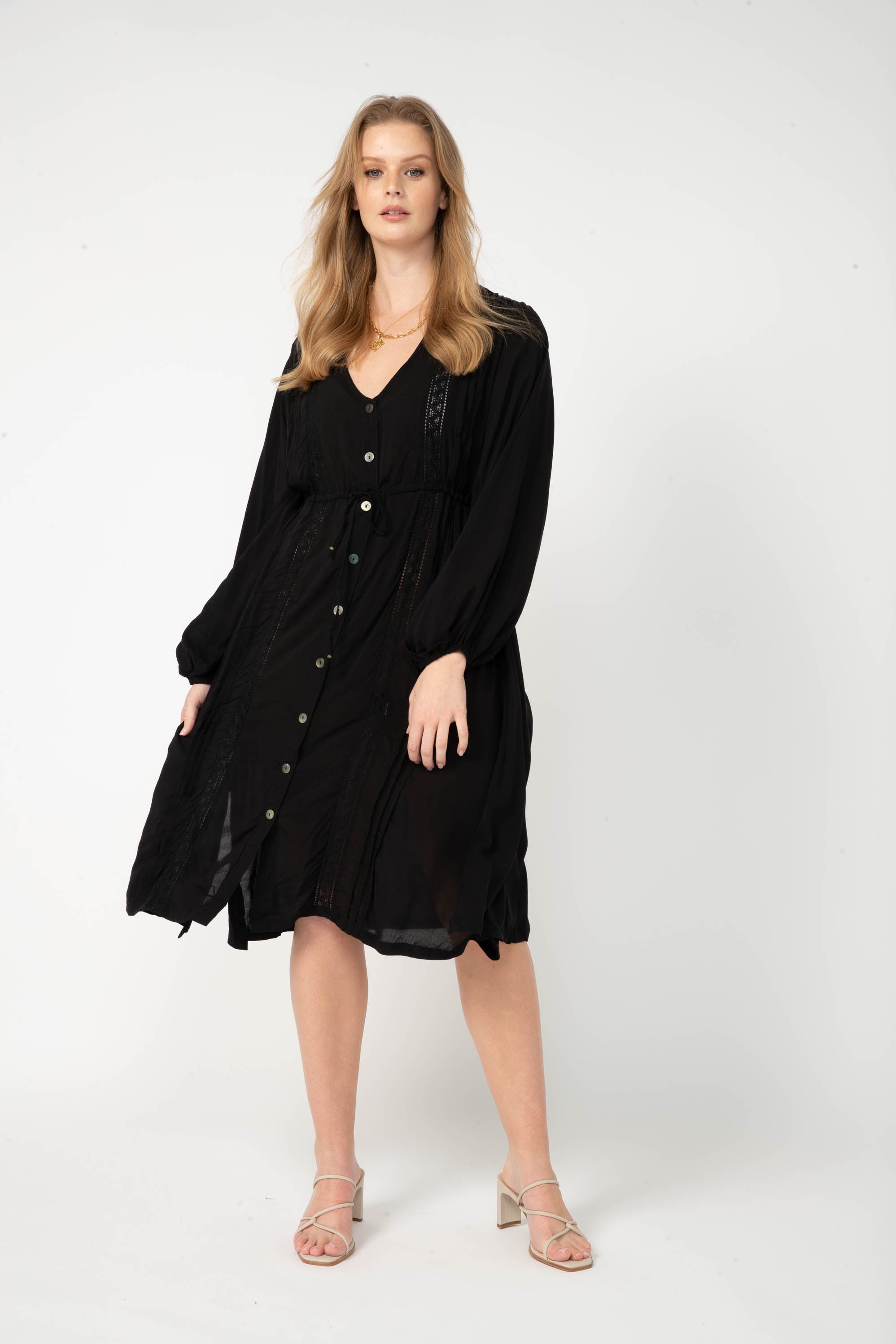Duster Dress | Midi | Black - Saffron Road