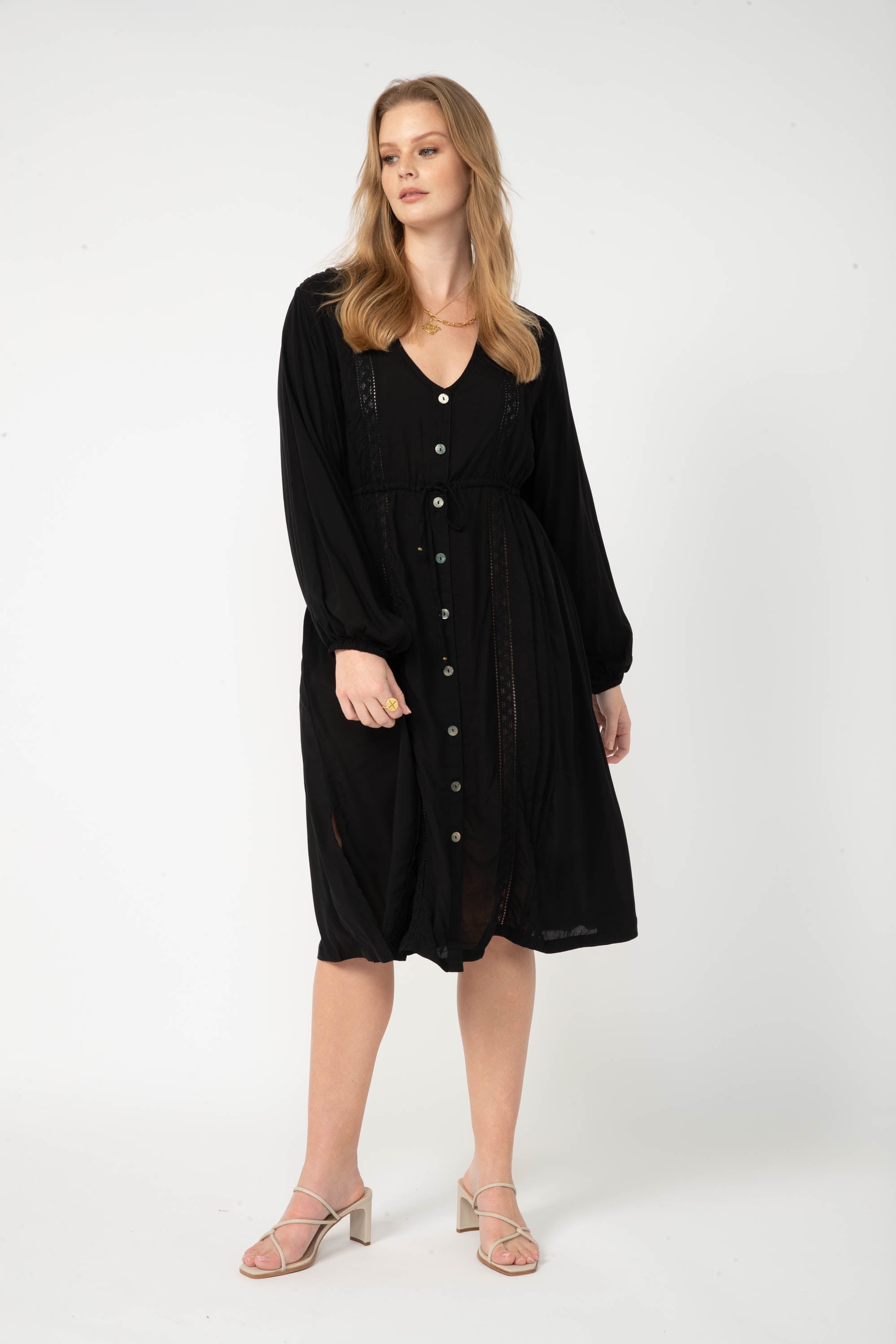 Duster Dress | Midi | Black - Saffron Road