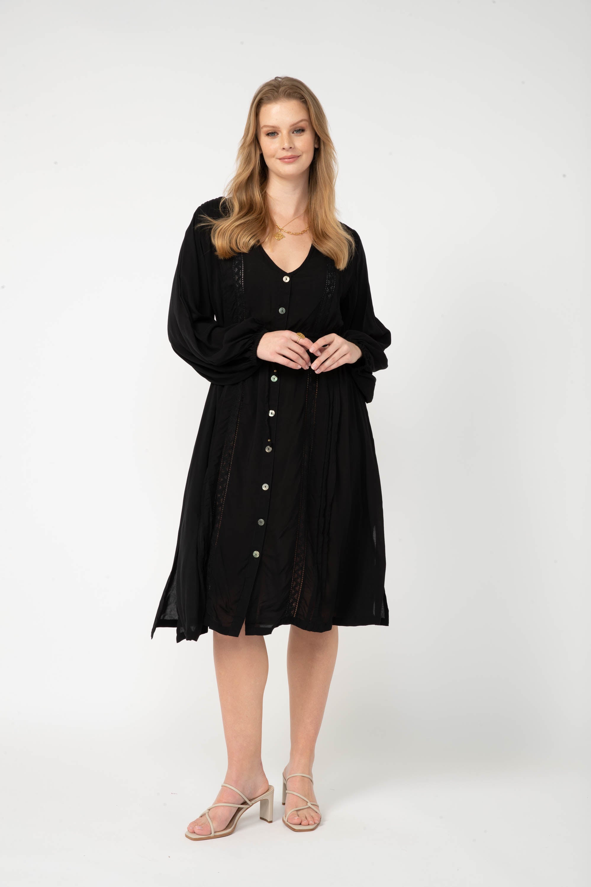 Duster Dress | Midi | Black - Saffron Road