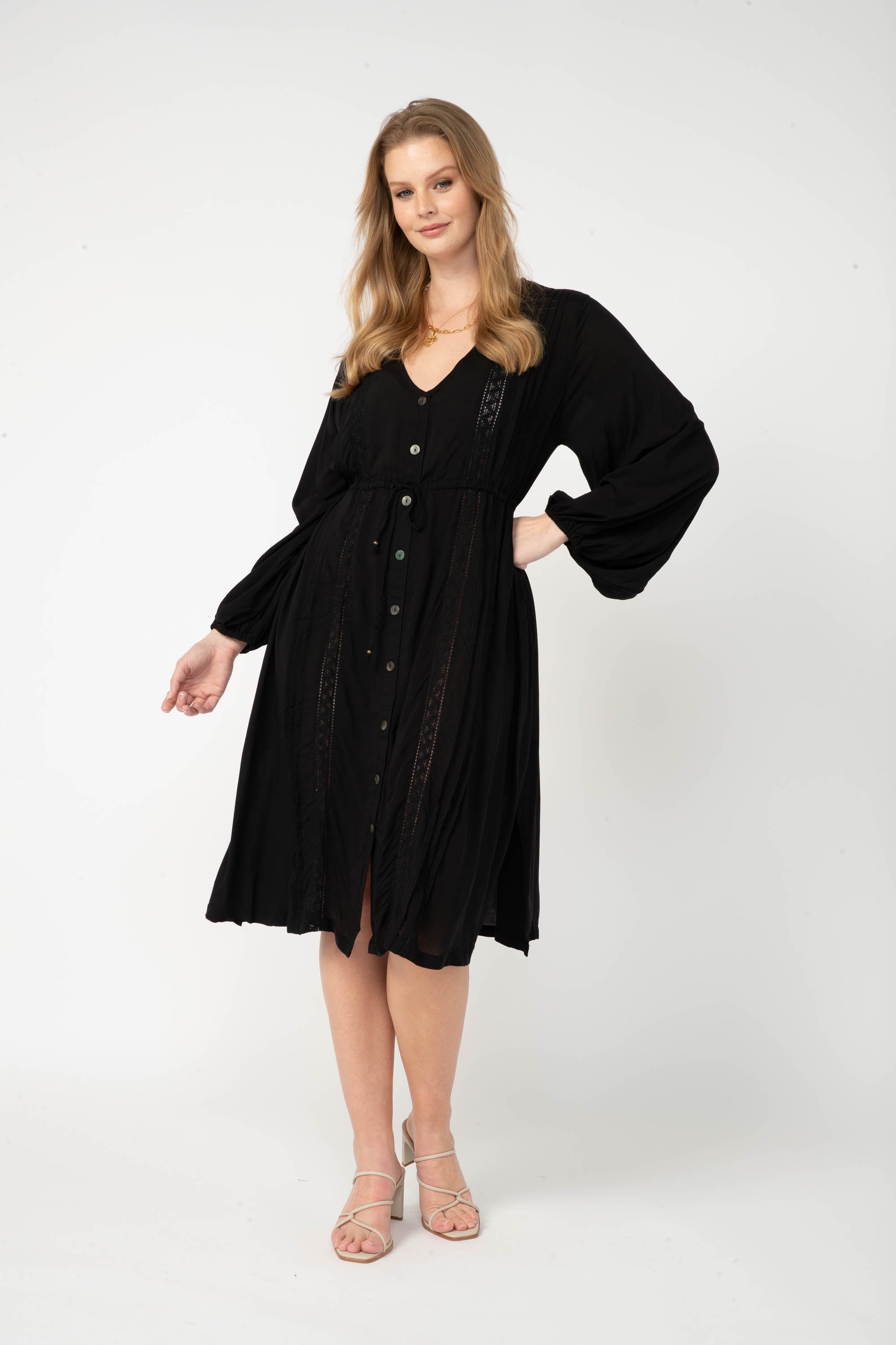 Duster Dress | Midi | Black - Saffron Road