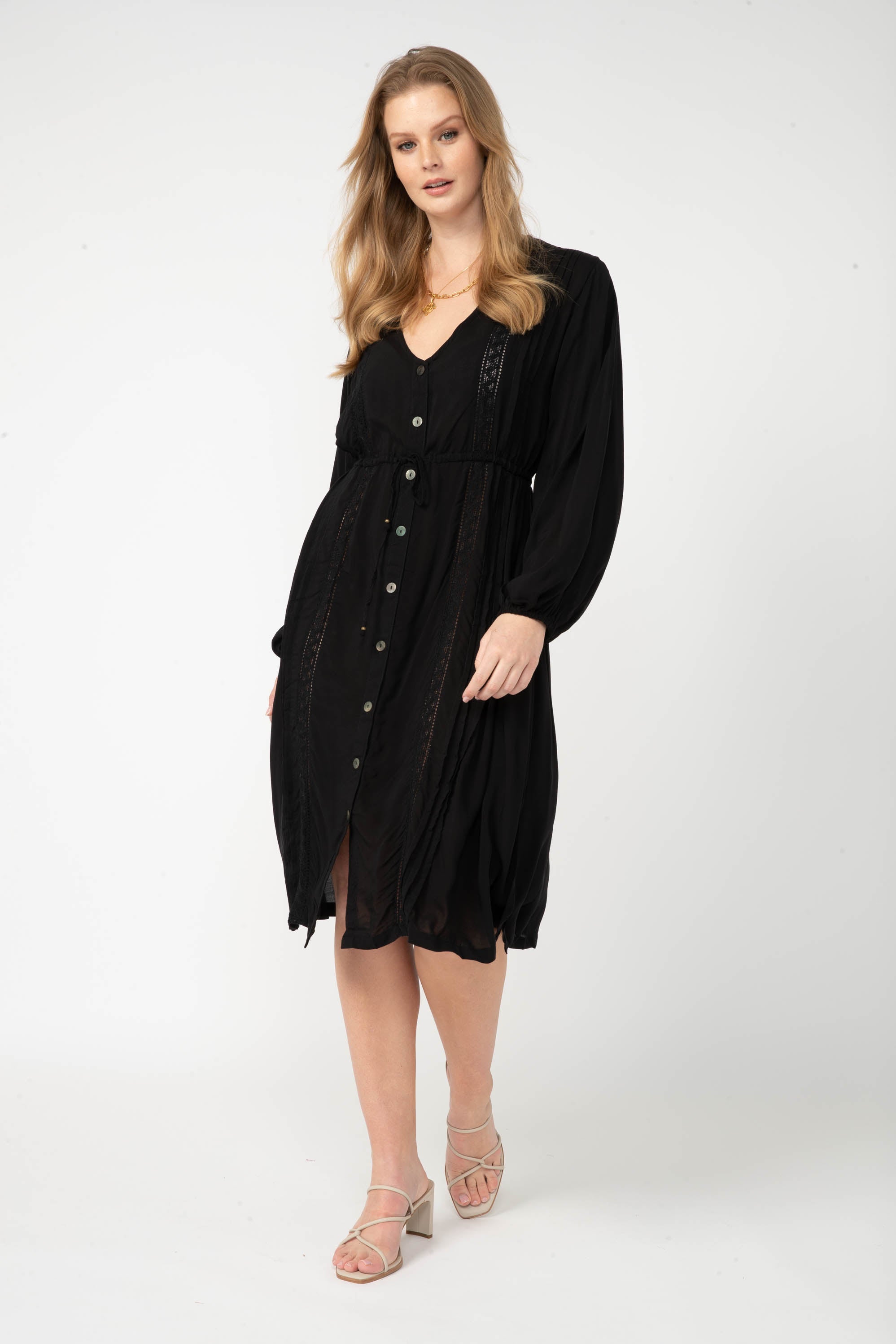 Duster Dress | Midi | Black - Saffron Road