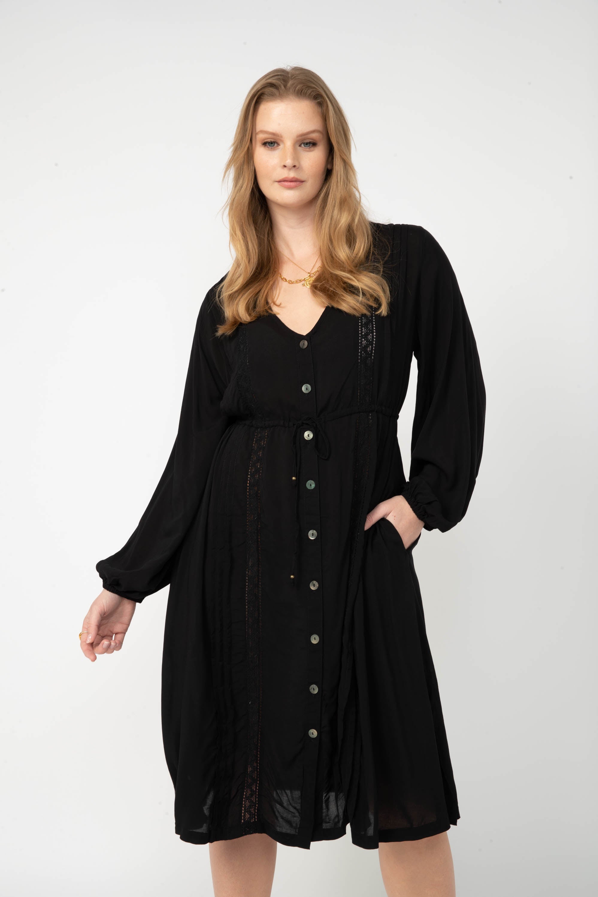 Duster Dress | Midi | Black - Saffron Road