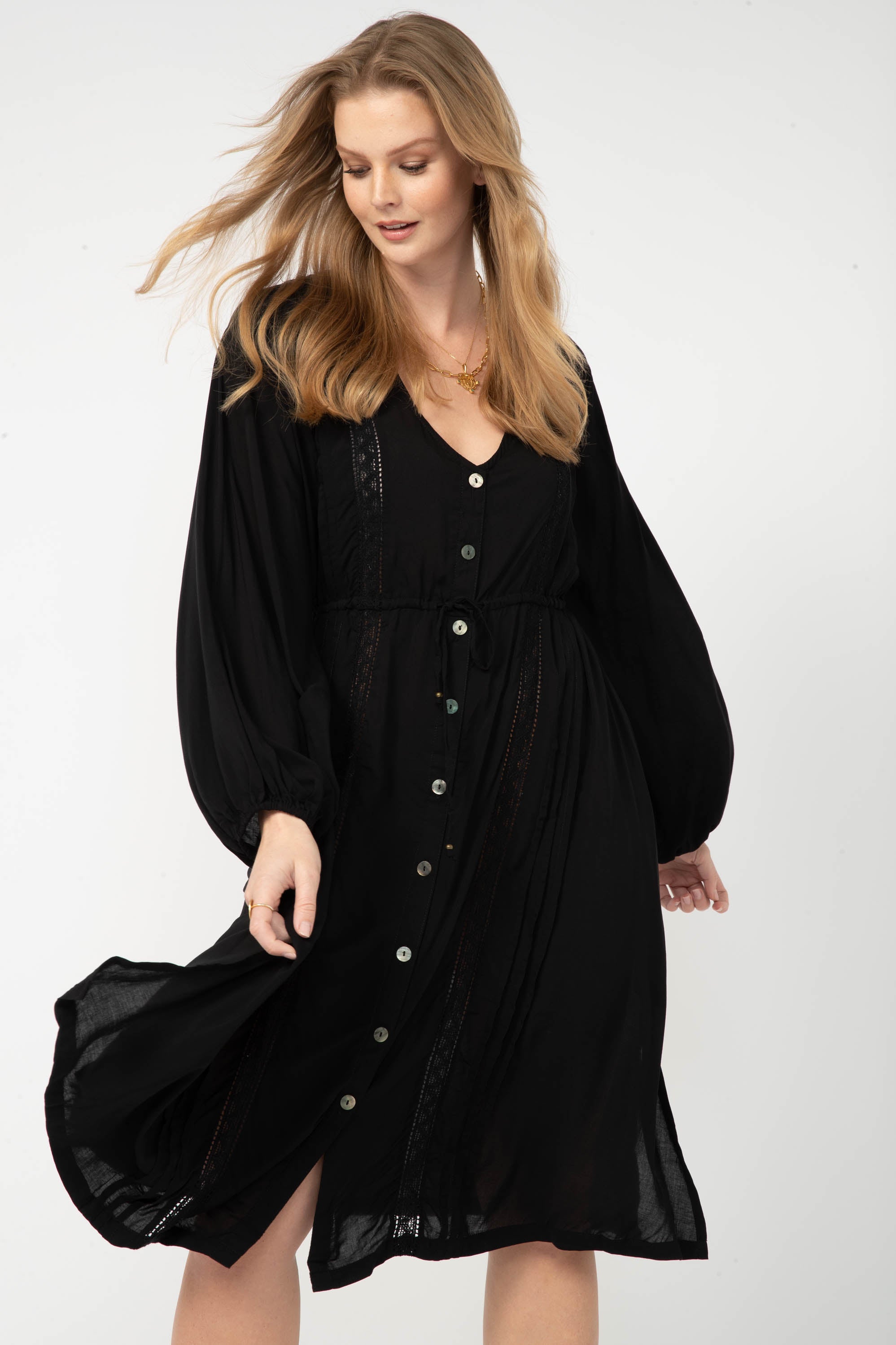 Duster Dress | Midi | Black - Saffron Road