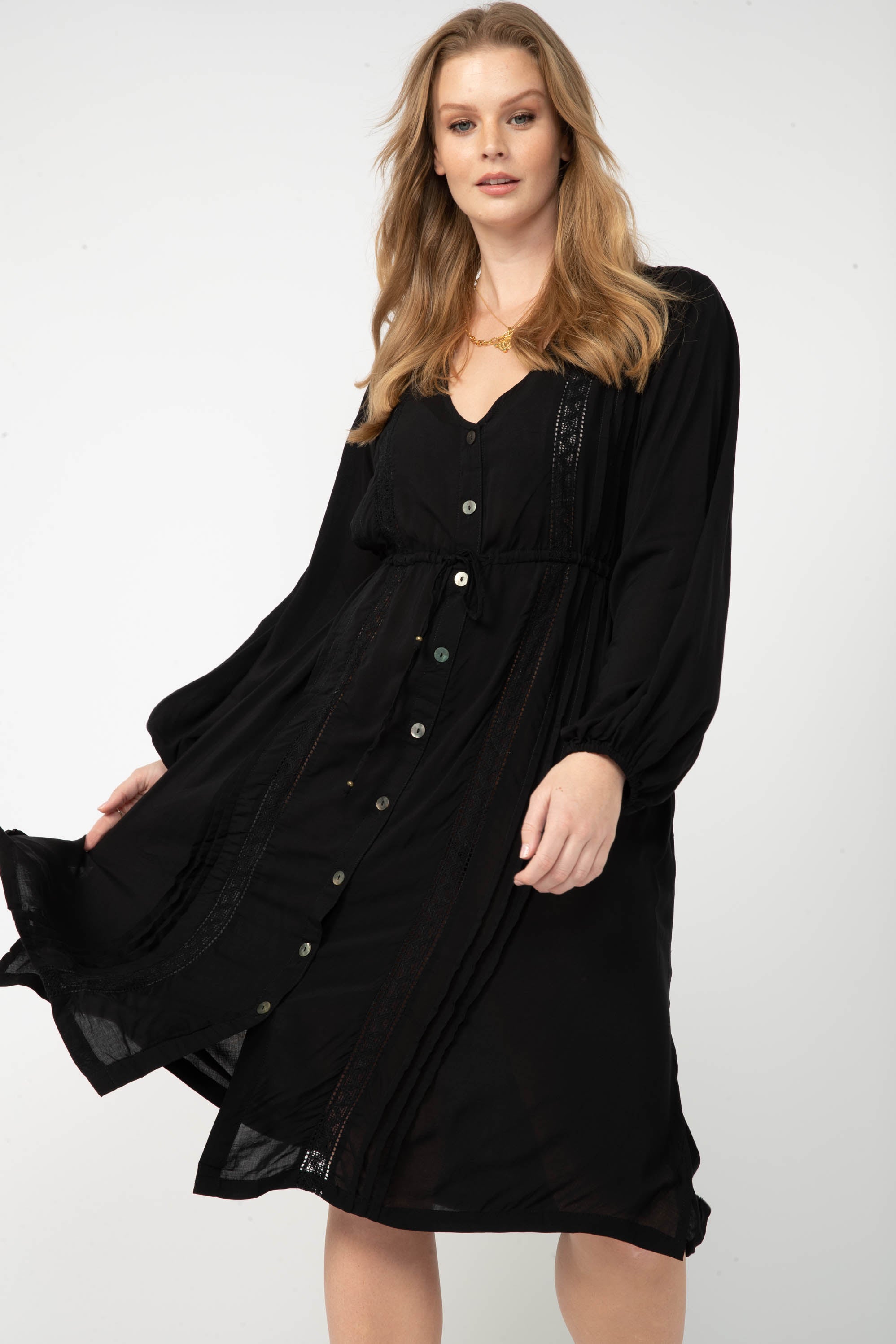 Duster Dress | Midi | Black - Saffron Road