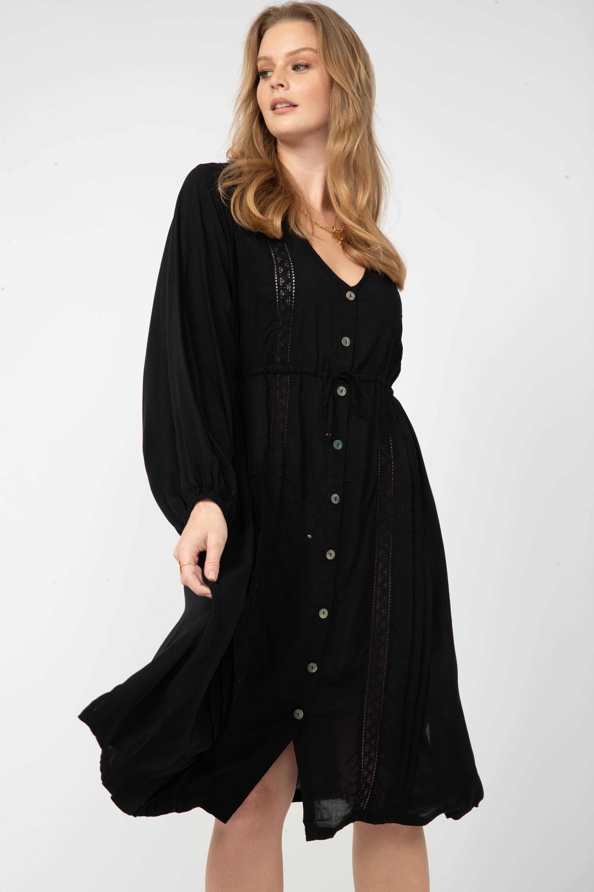 Duster Dress | Midi | Black - Saffron Road