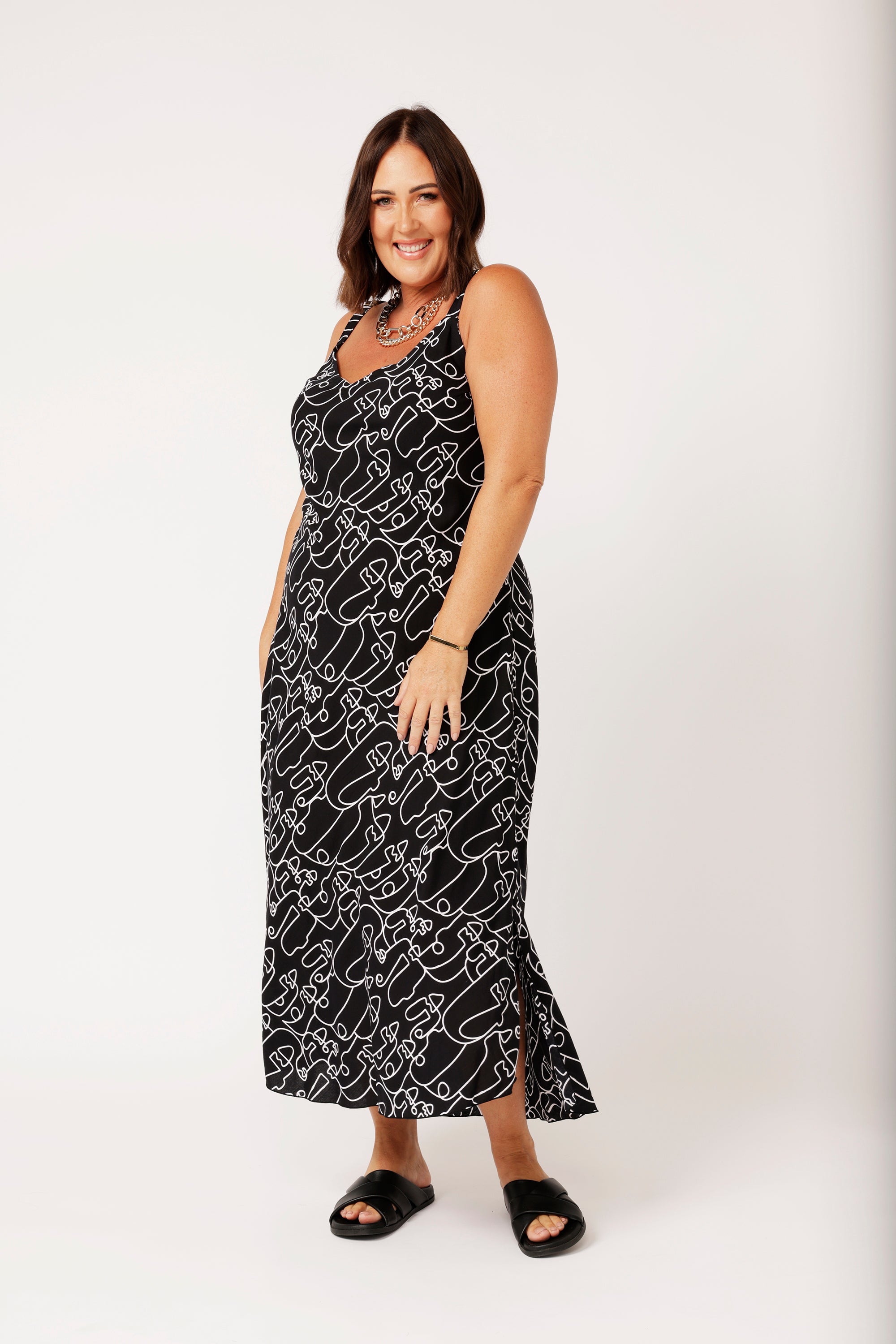 Slip Dress MAXI | Black Portrait - Saffron Road