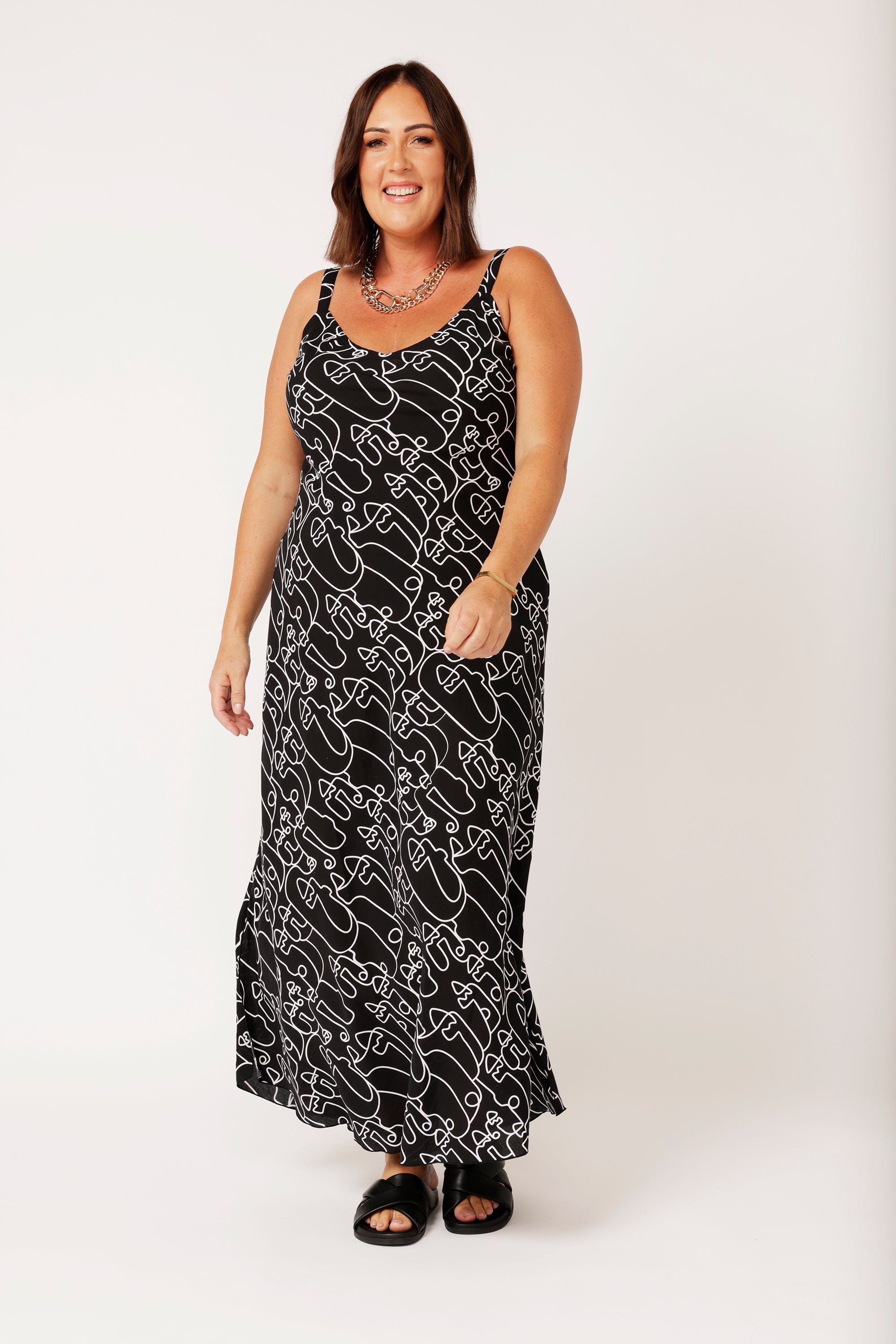 Slip Dress SUPER MAXI | Black Portrait - Saffron Road