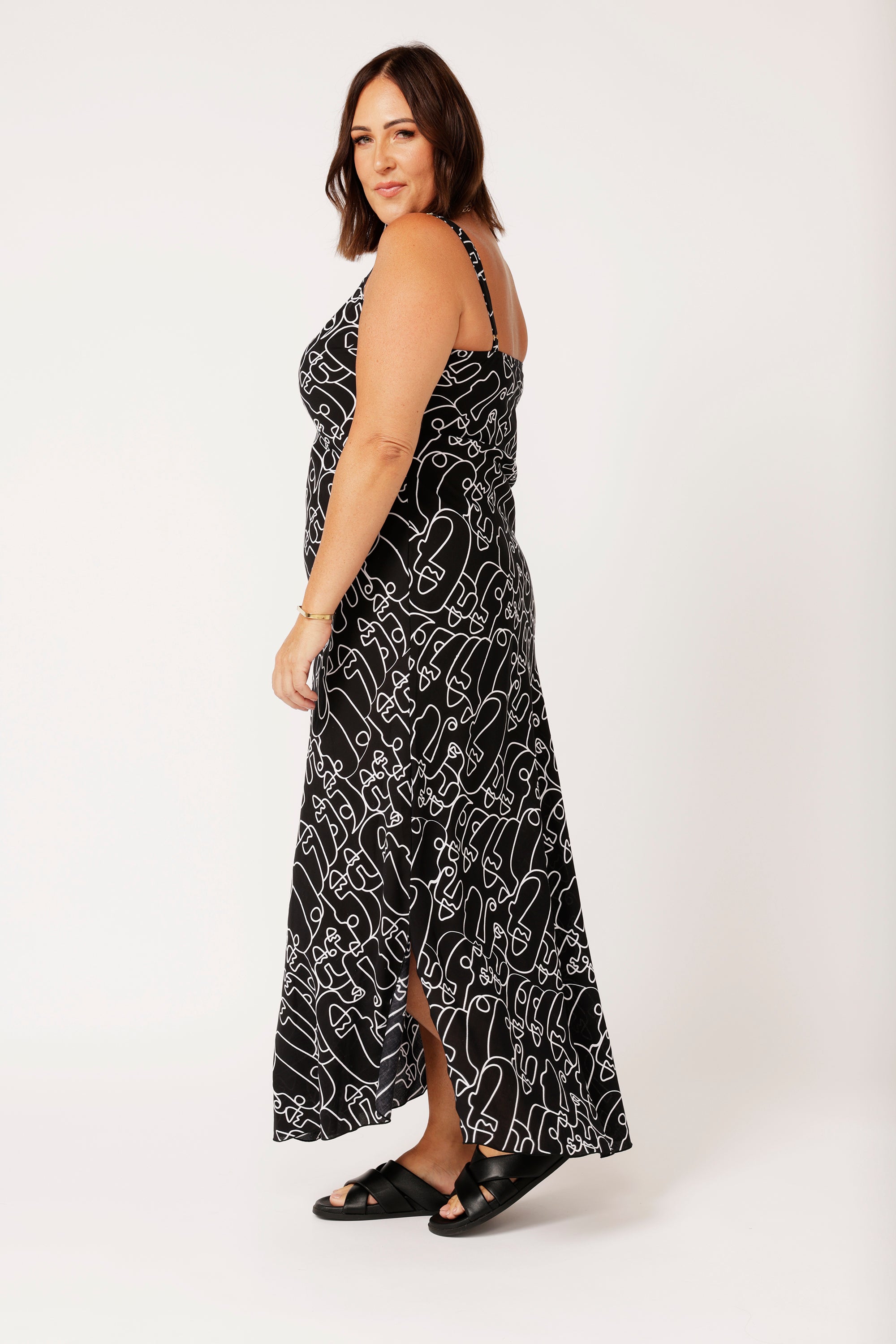 Slip Dress SUPER MAXI | Black Portrait - Saffron Road