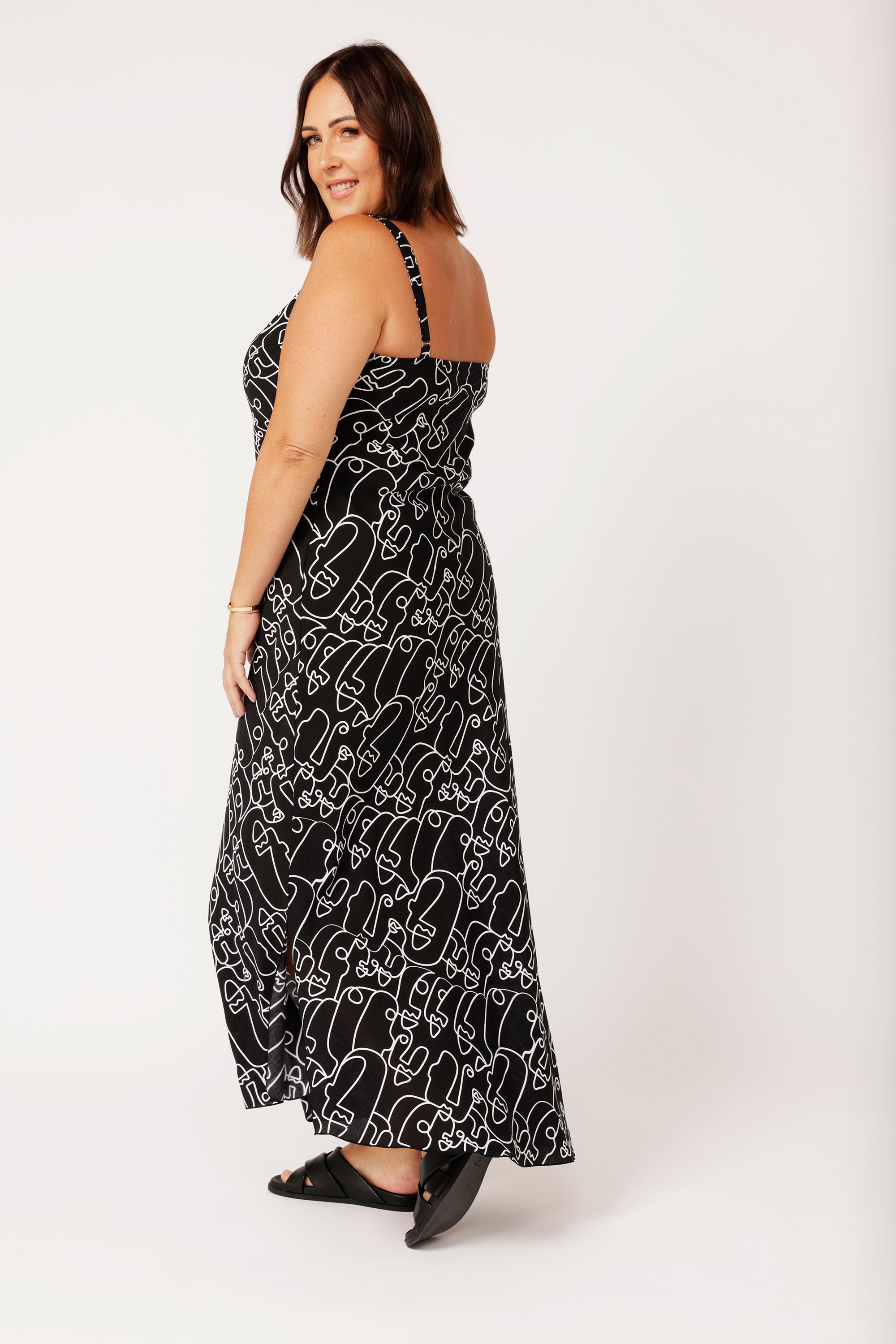 Slip Dress SUPER MAXI | Black Portrait - Saffron Road