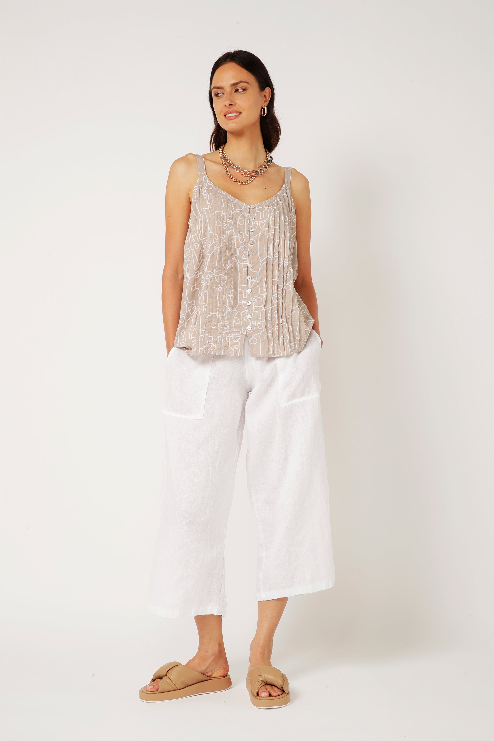 Santorini Singlet | Beige Portrait - Saffron Road