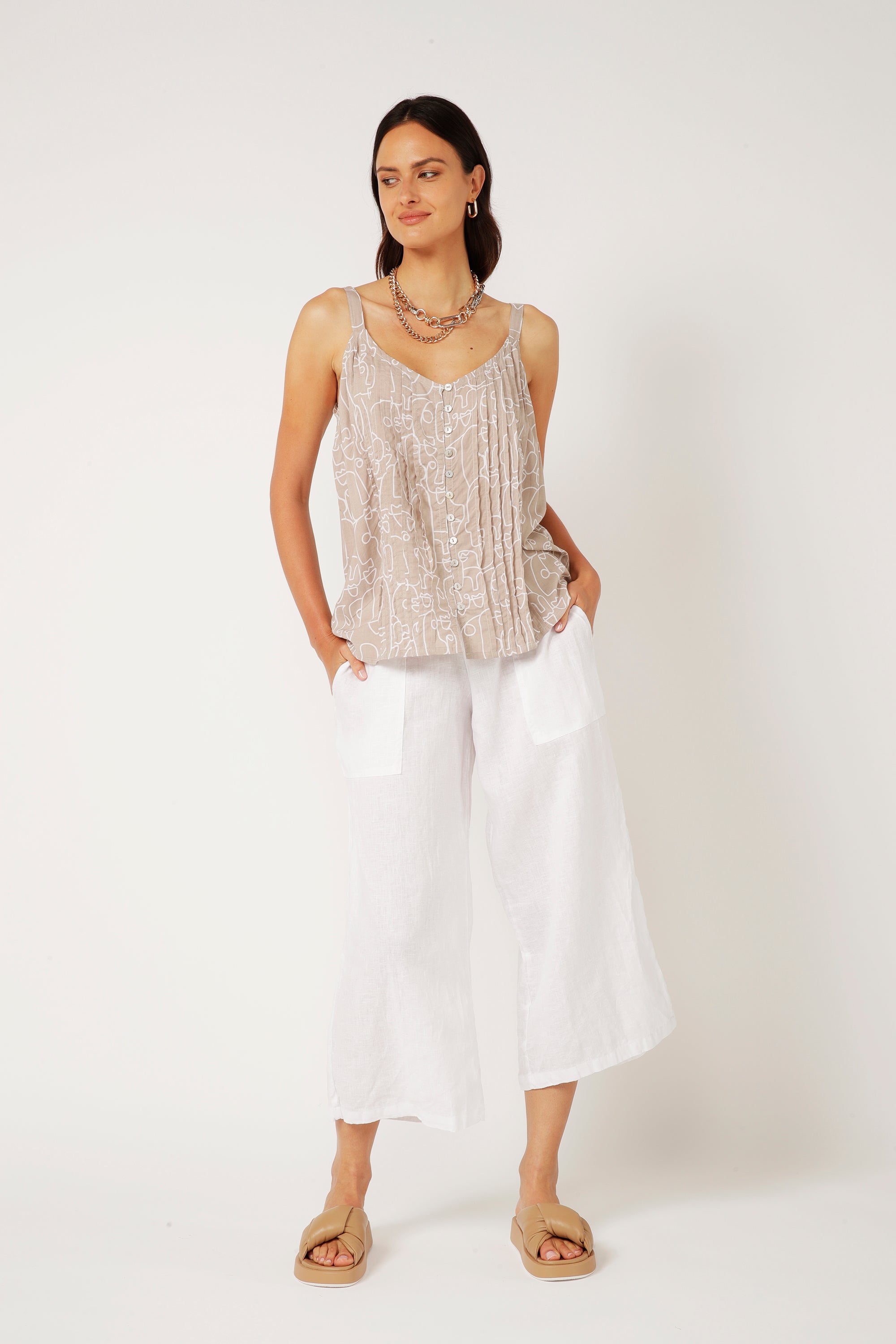 Santorini Singlet | Beige Portrait - Saffron Road