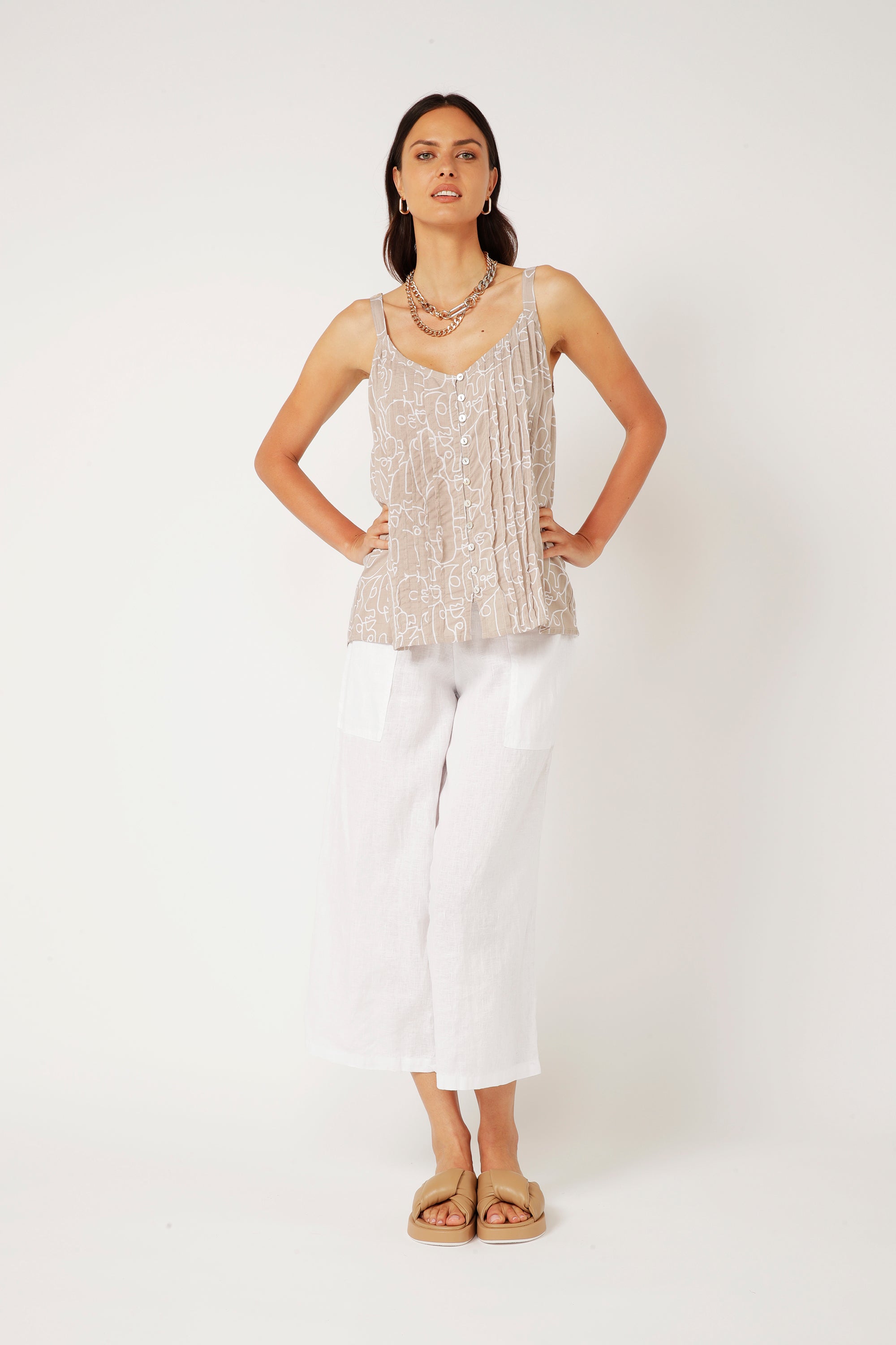 Santorini Singlet | Beige Portrait - Saffron Road