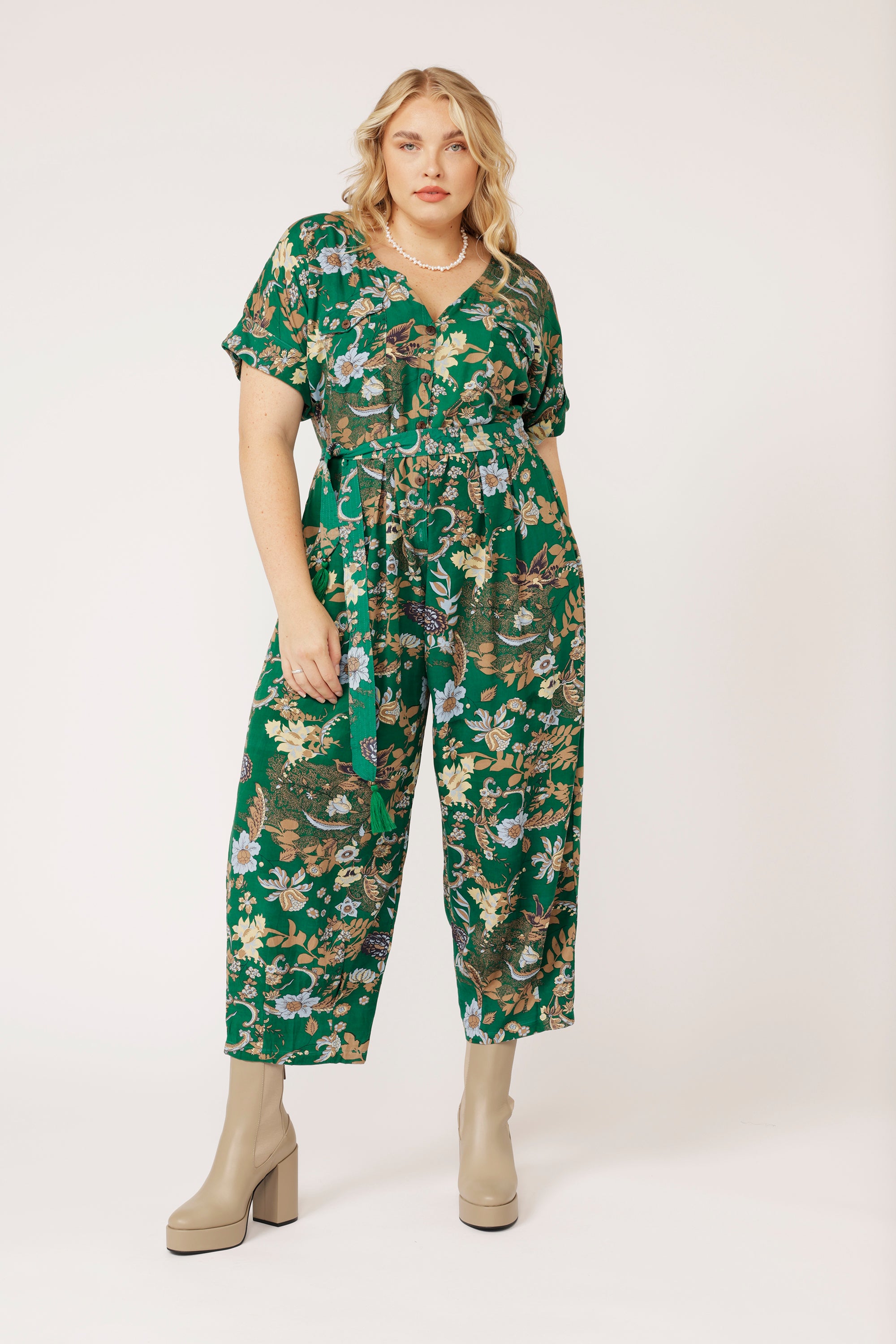 Jumpsuit | Midnight Garden Green - Saffron Road