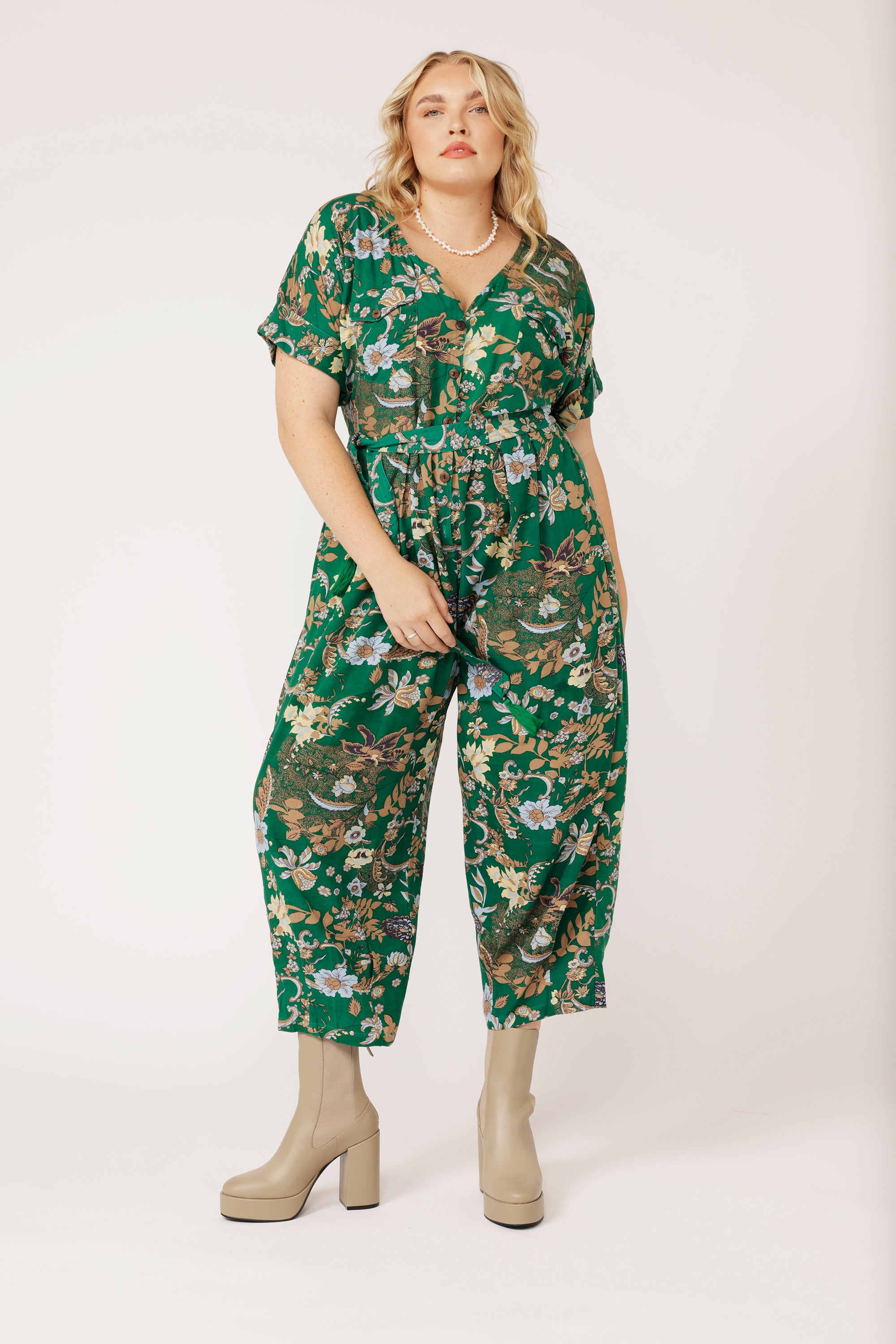 Jumpsuit | Midnight Garden Green - Saffron Road