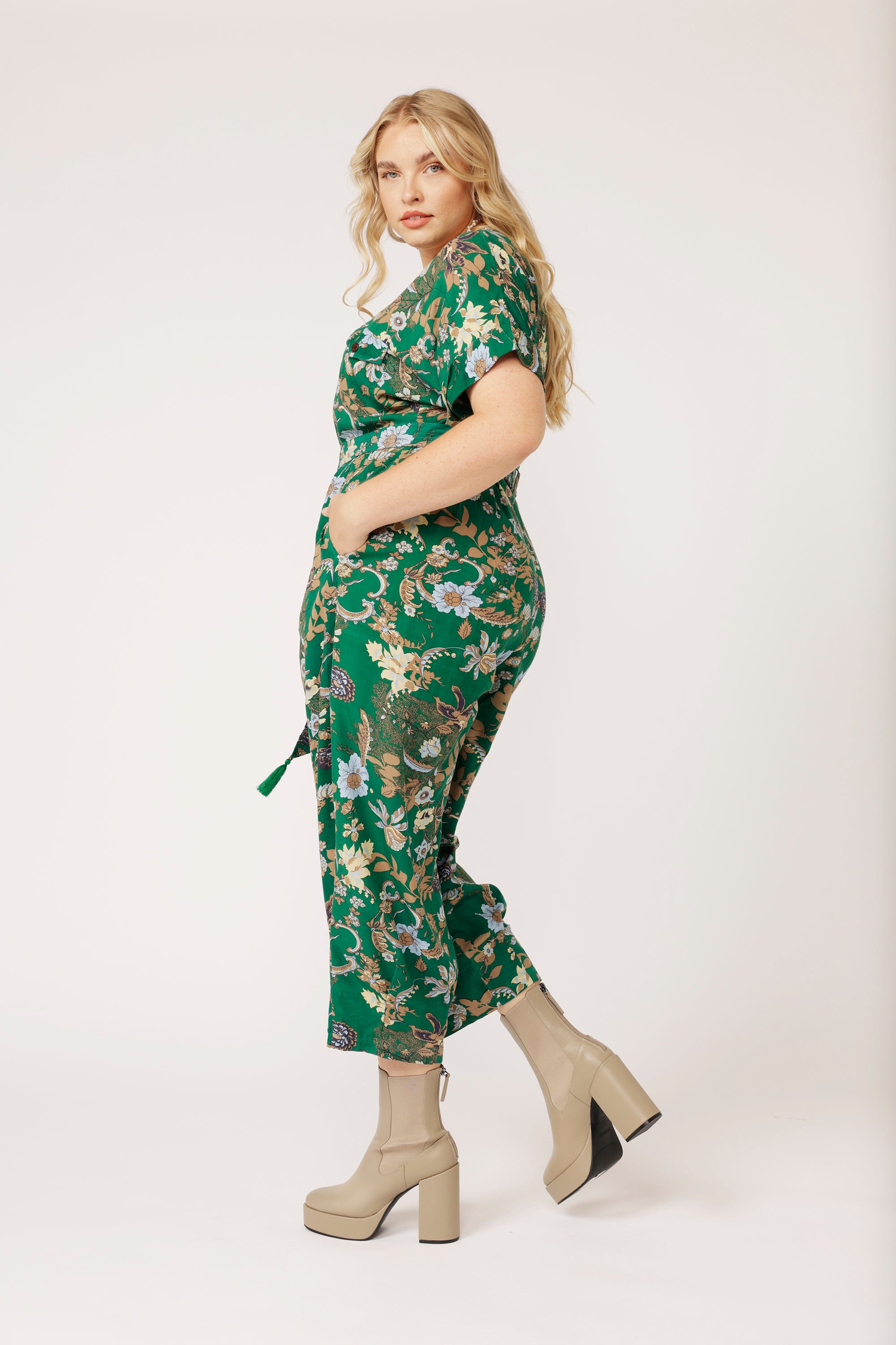 Jumpsuit | Midnight Garden Green - Saffron Road