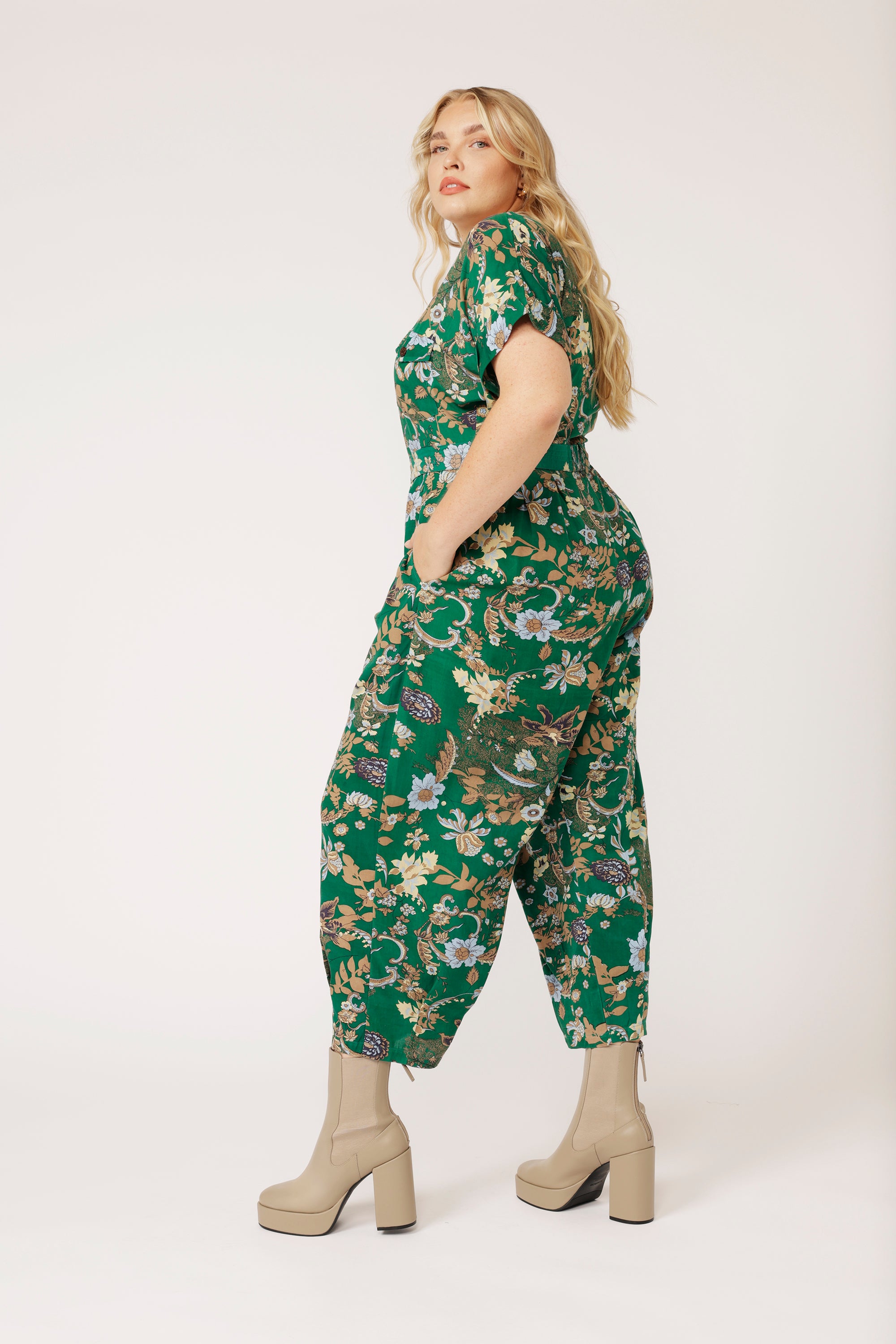 Jumpsuit | Midnight Garden Green - Saffron Road