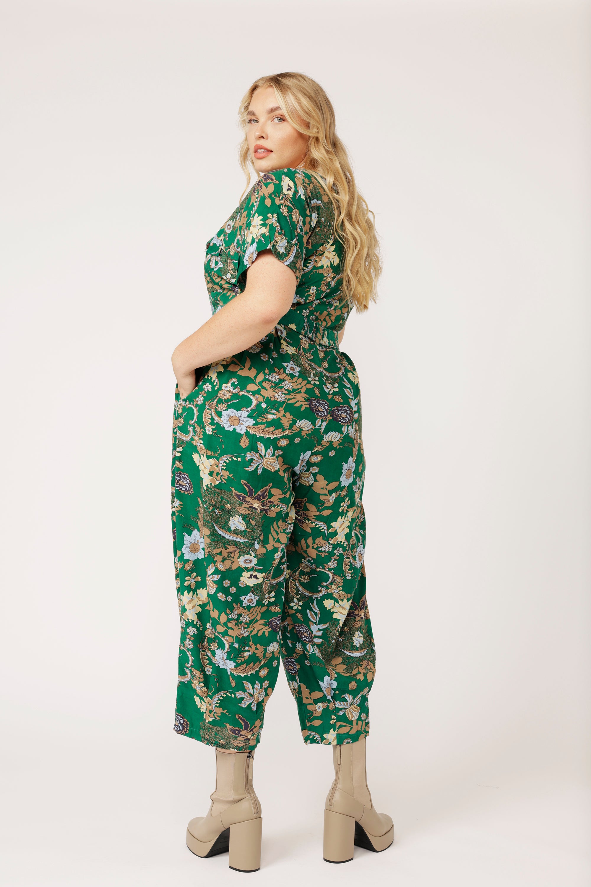 Jumpsuit | Midnight Garden Green - Saffron Road