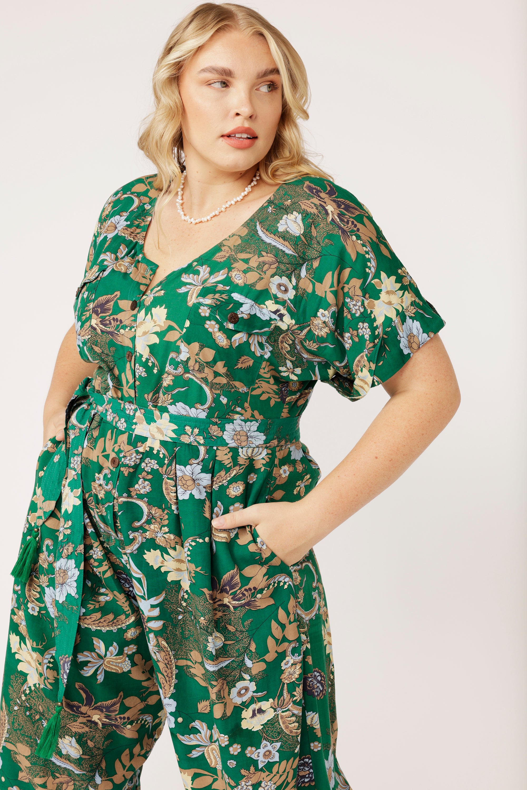 Jumpsuit | Midnight Garden Green - Saffron Road