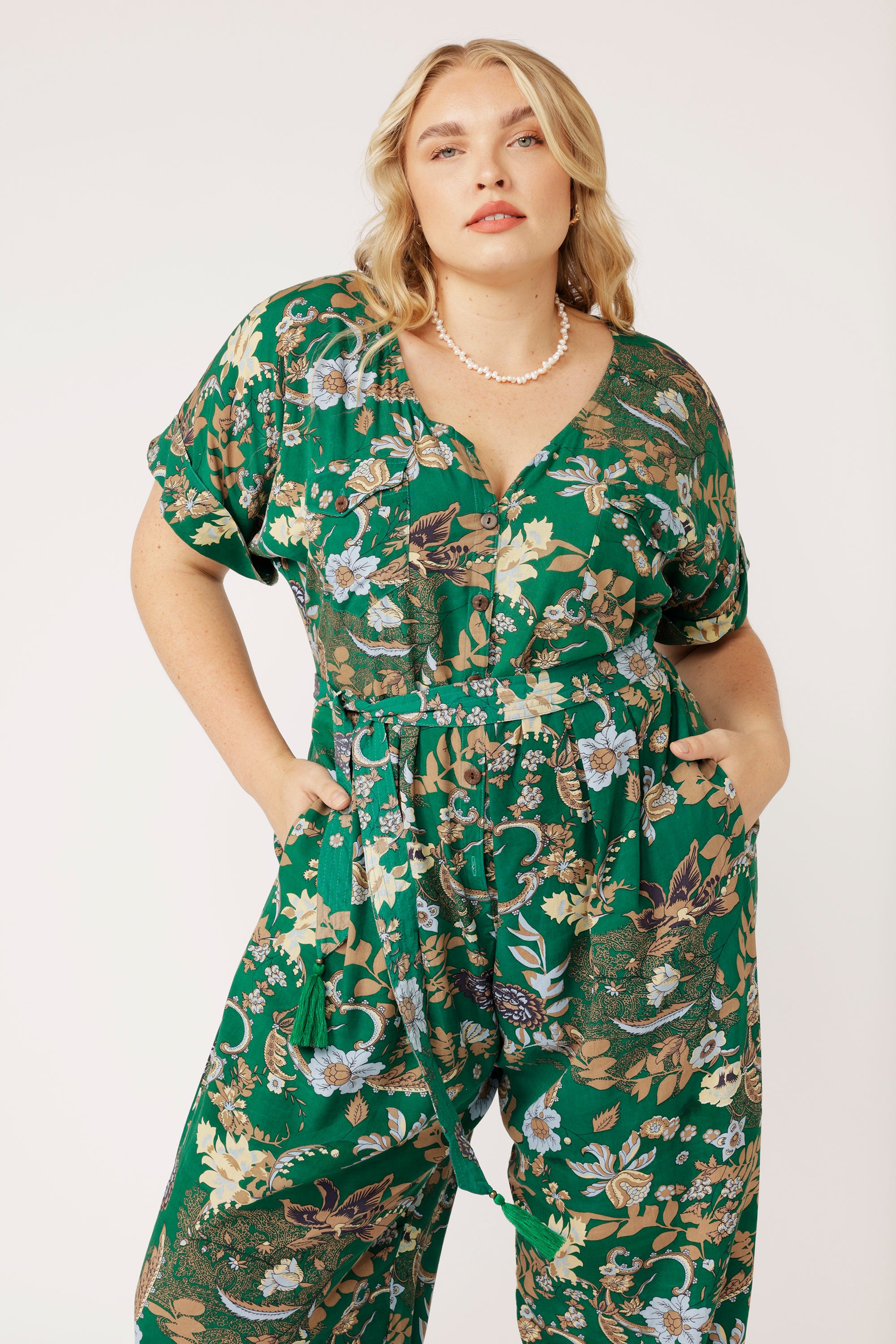 Jumpsuit | Midnight Garden Green - Saffron Road
