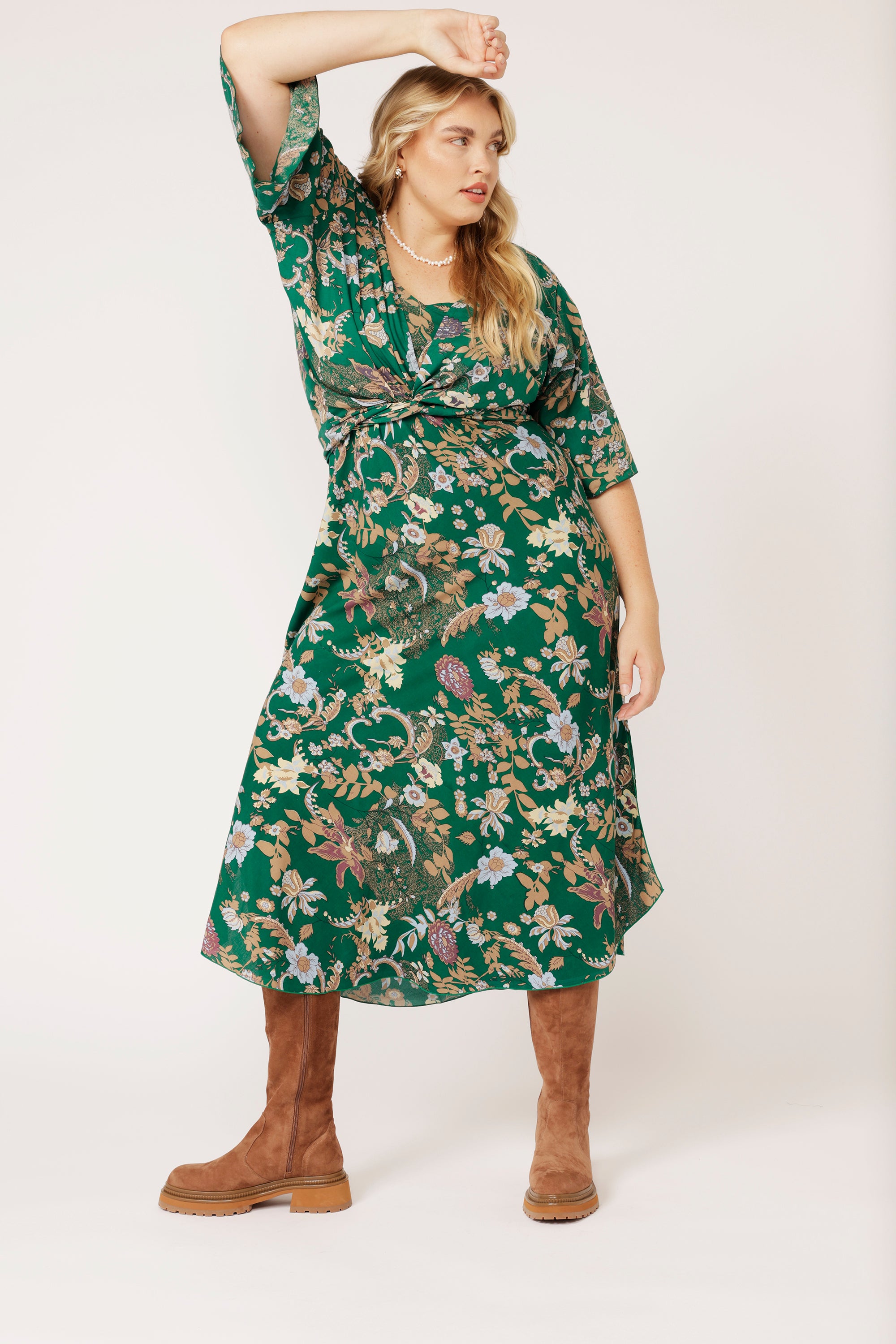 Slip Dress MAXI Midnight Garden Green - Saffron Road
