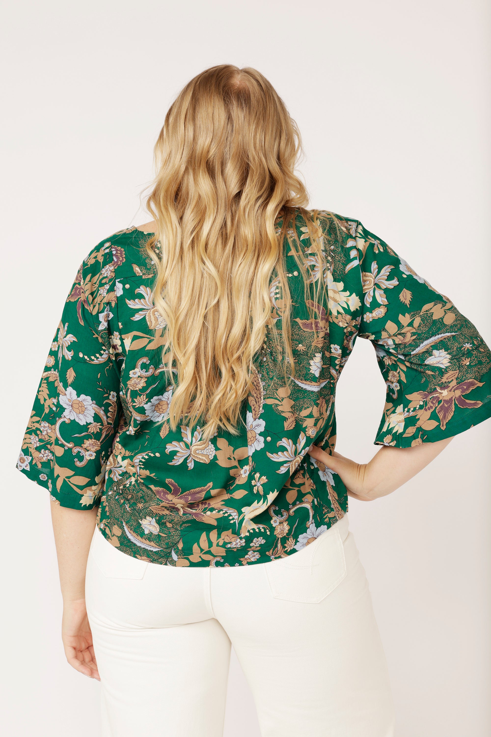 Lotus Flower Top | Midnight Garden Green - Saffron Road