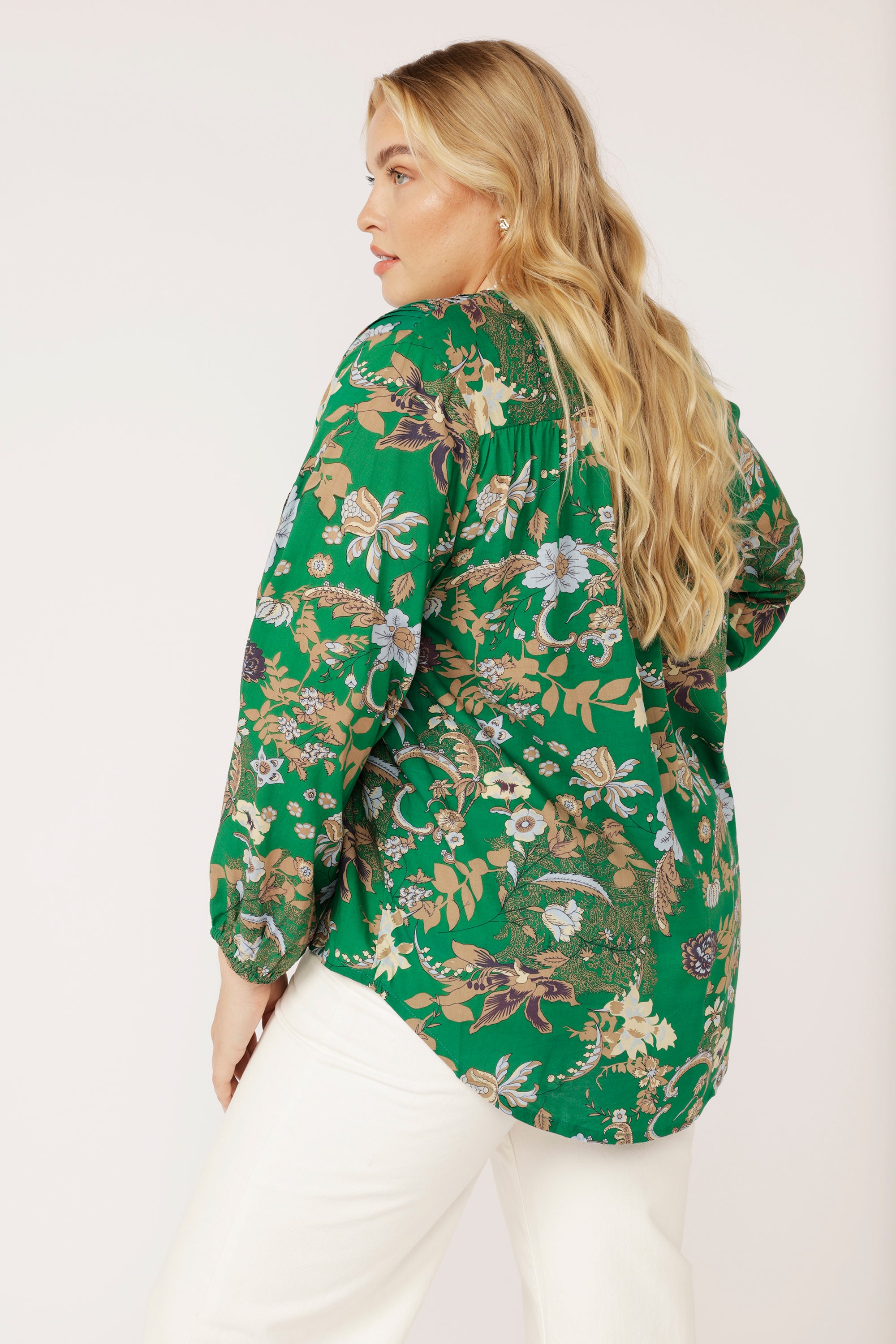 Camilla Hi-Low Top | Midnight Garden Green - Saffron Road