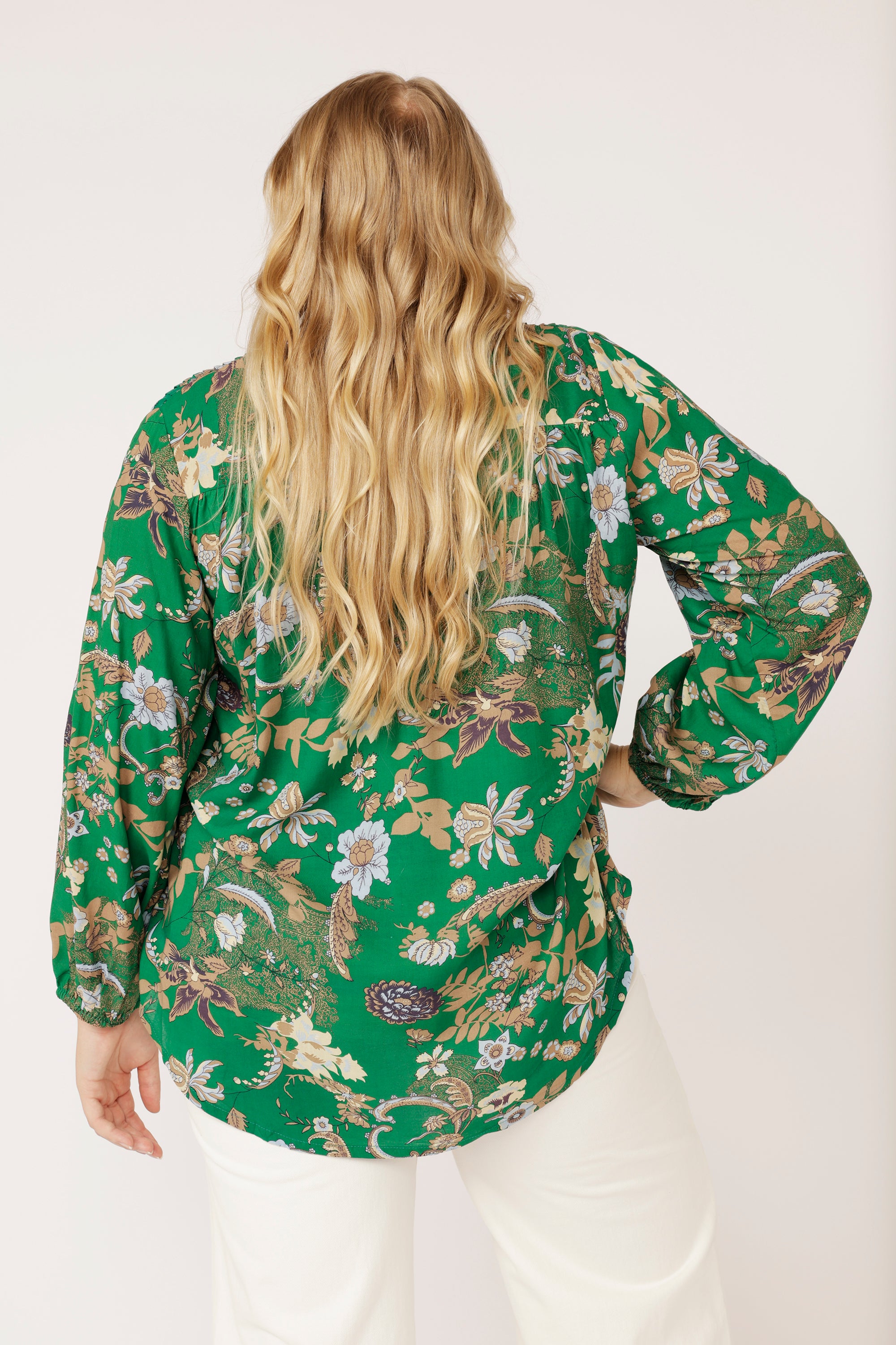 Camilla Hi-Low Top | Midnight Garden Green - Saffron Road