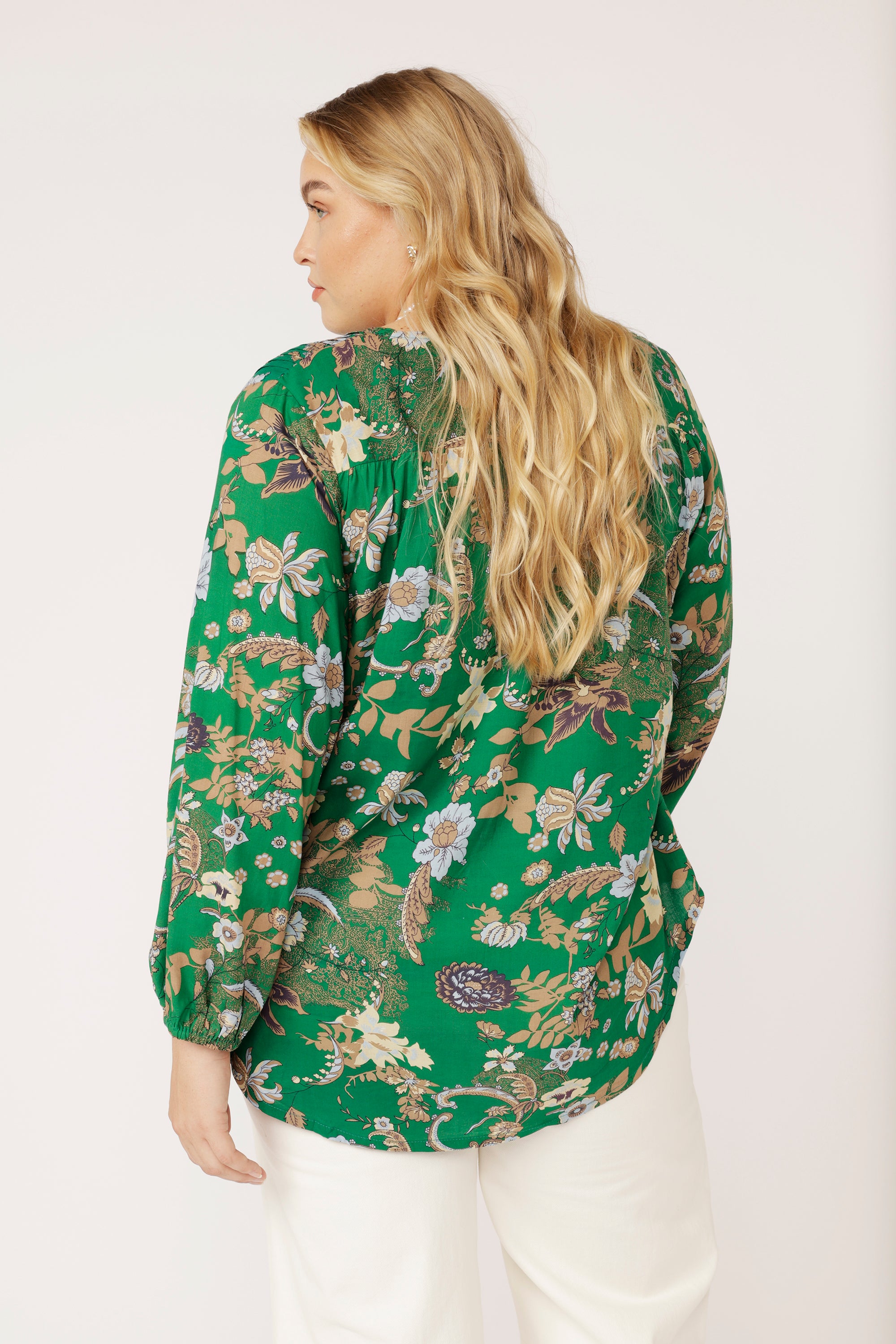 Camilla Hi-Low Top | Midnight Garden Green - Saffron Road