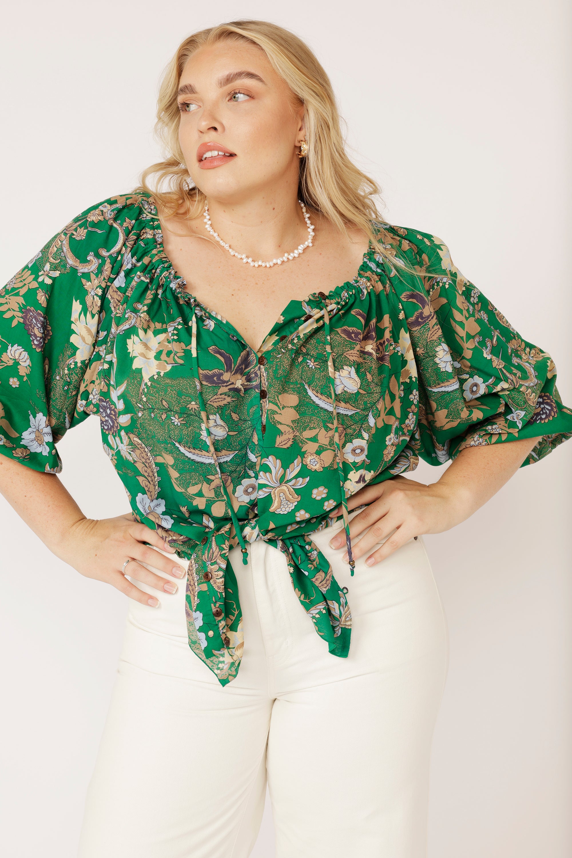 Paris Night Top | Midnight Garden Green - Saffron Road